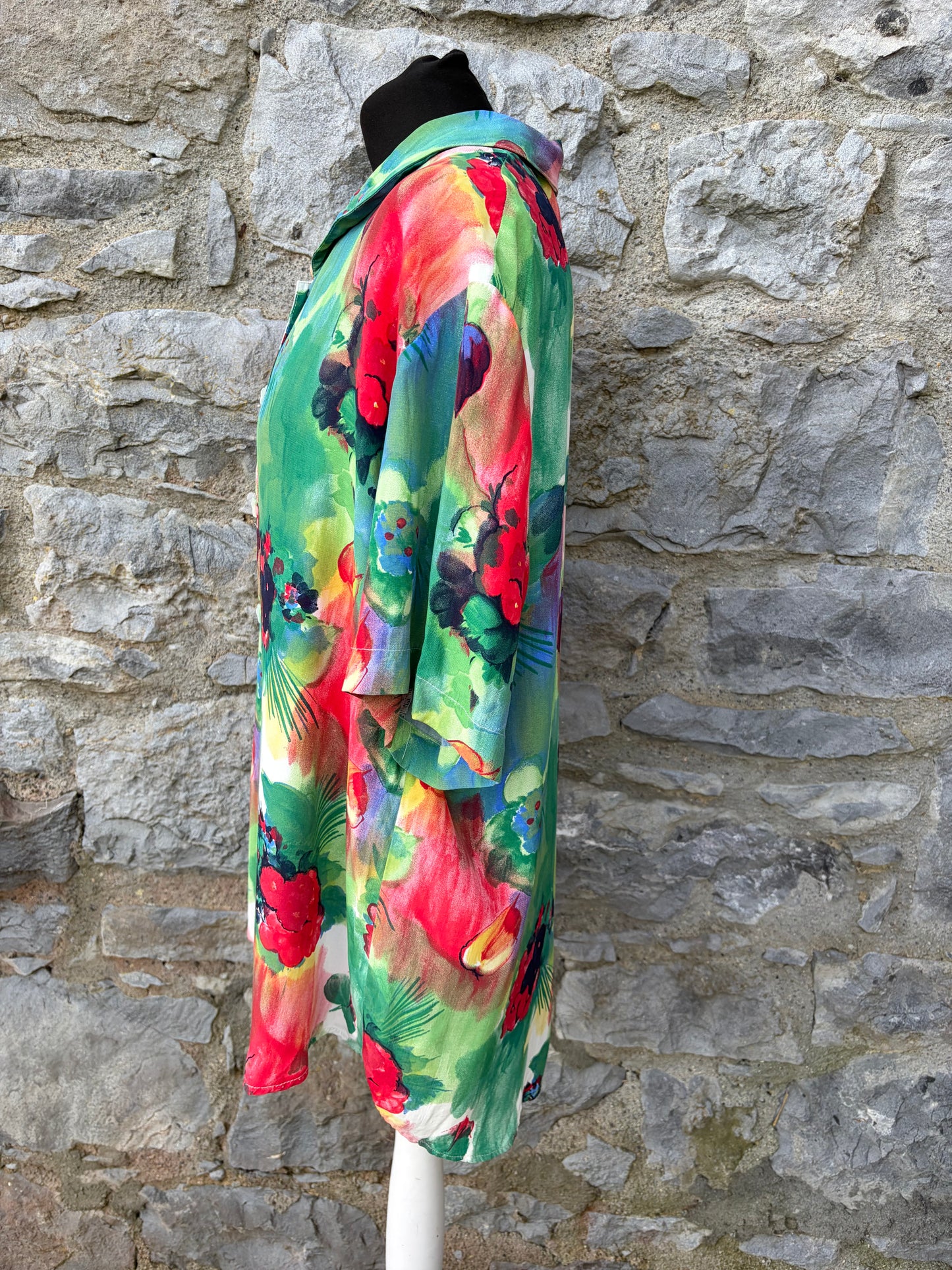 80s green&red abstract shirt uk 14