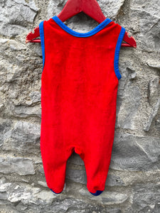 Y2K red velour dungarees  3-6m (62-68cm)