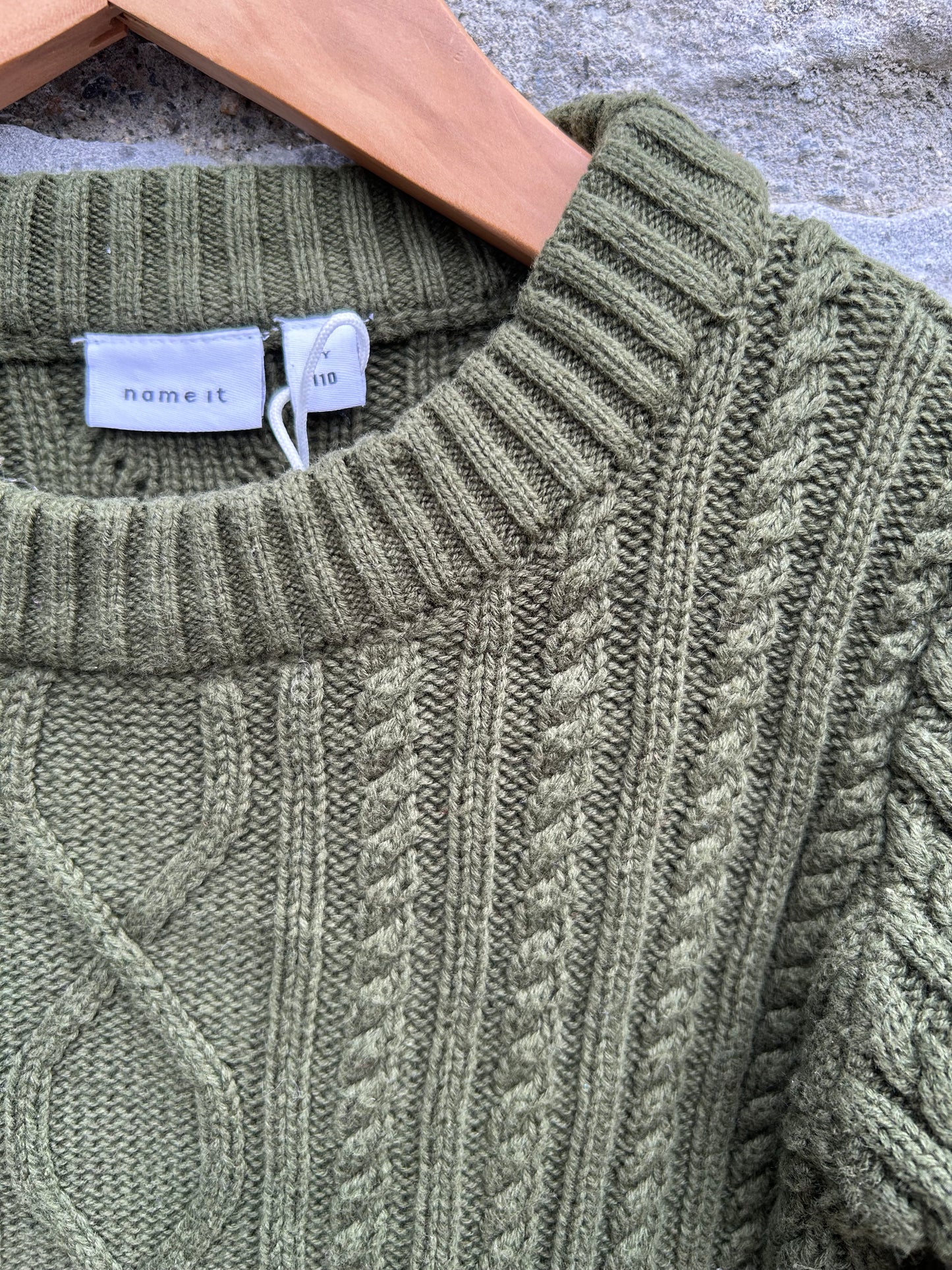 Green cable jumper  4-5y (104-110cm)