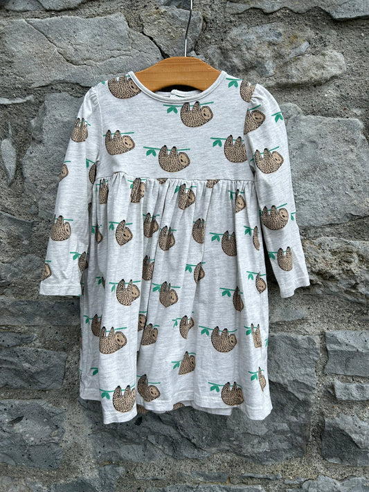 Sloths grey dress 18-24m (86-92cm)