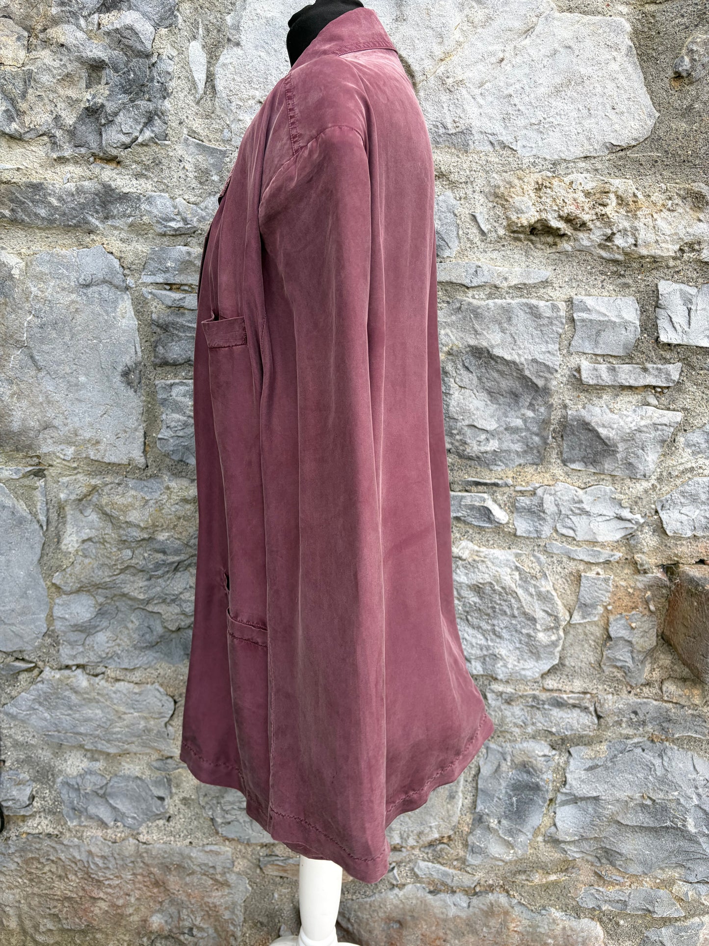 80s Maroon silk suit jacket Large