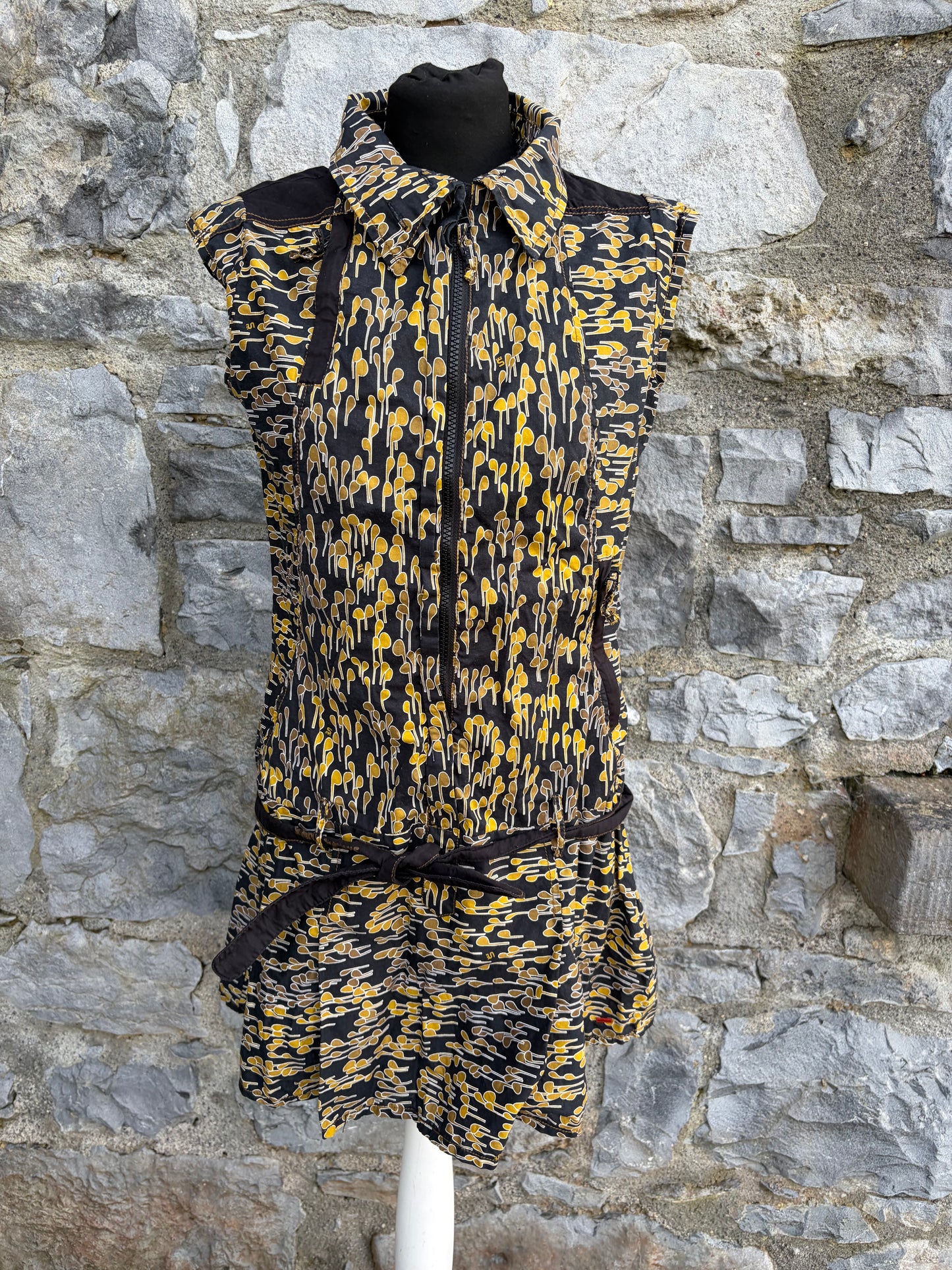 Brown abstract pattern sleeveless dress uk 8-10