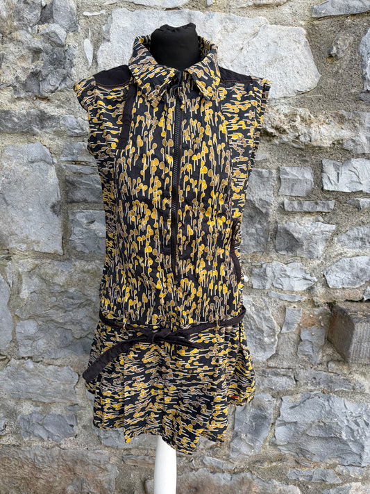 Brown abstract pattern sleeveless dress uk 8-10