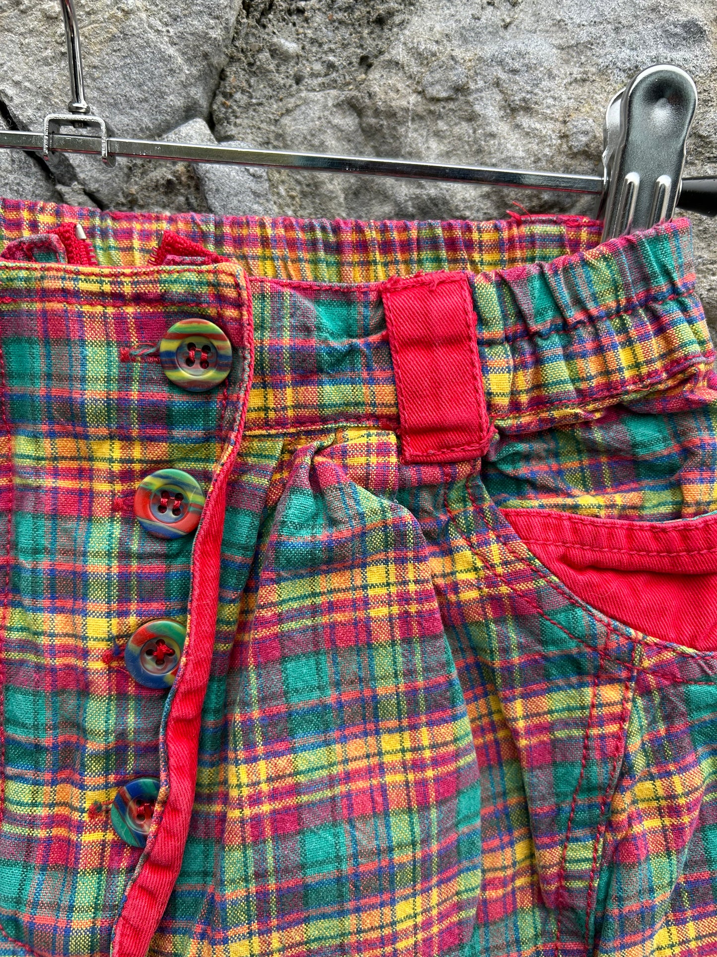 80s green&red check pants  18-24m (86-92cm)