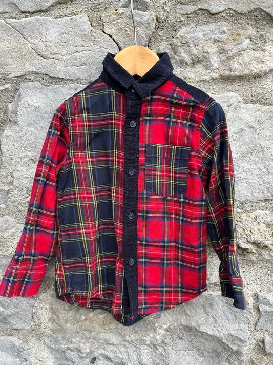 Red&navy check shirt     3y (98cm)