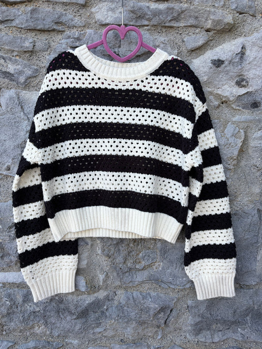 Black&white pointelle cropped jumper  11-12y (146-152cm)