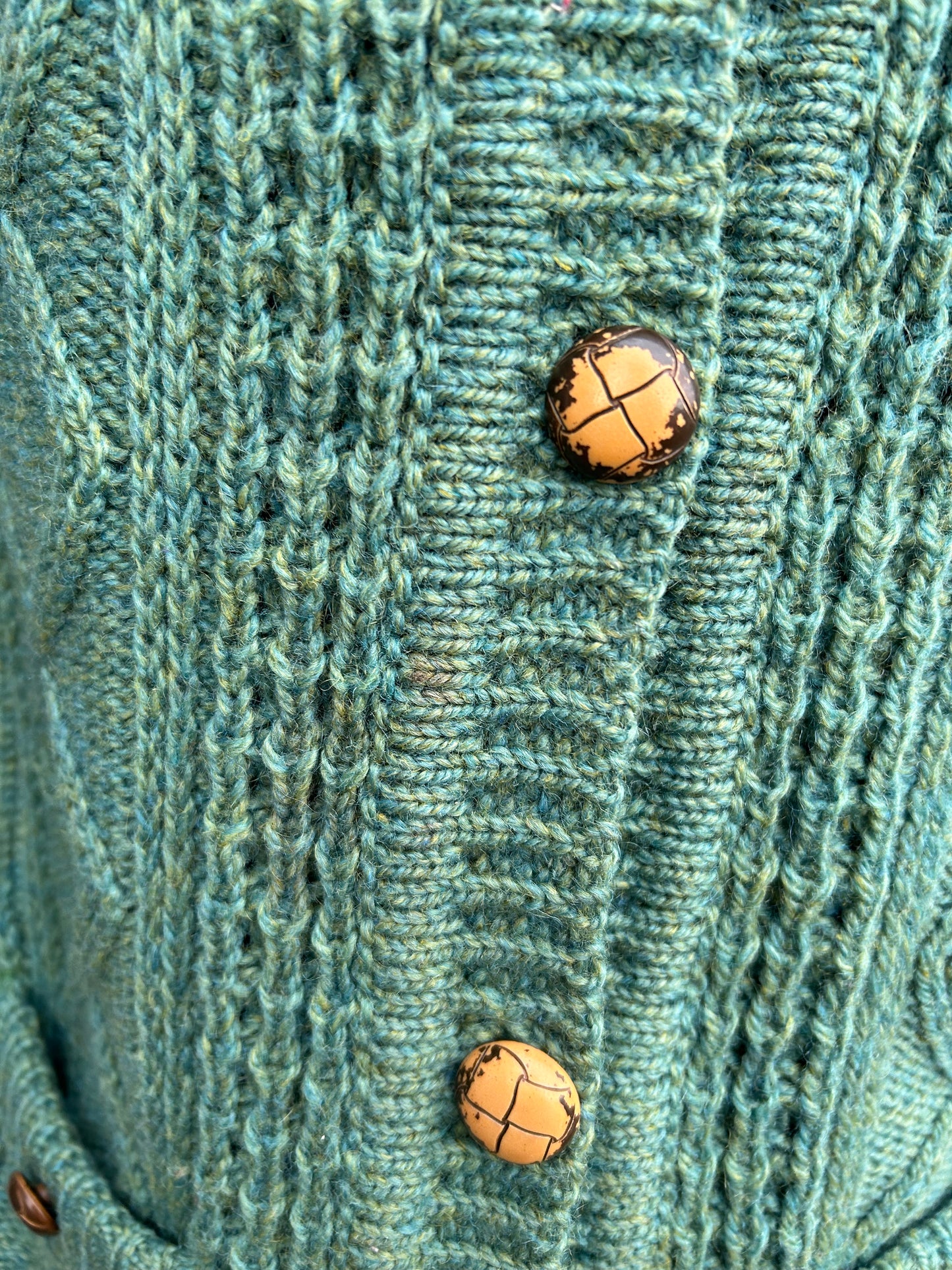 Green Aran style cardigan