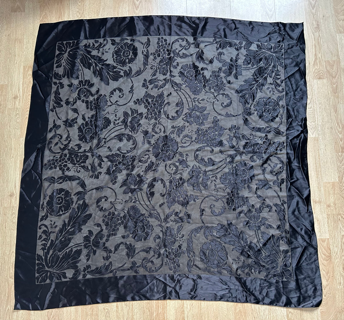 Black velvety flower scarf