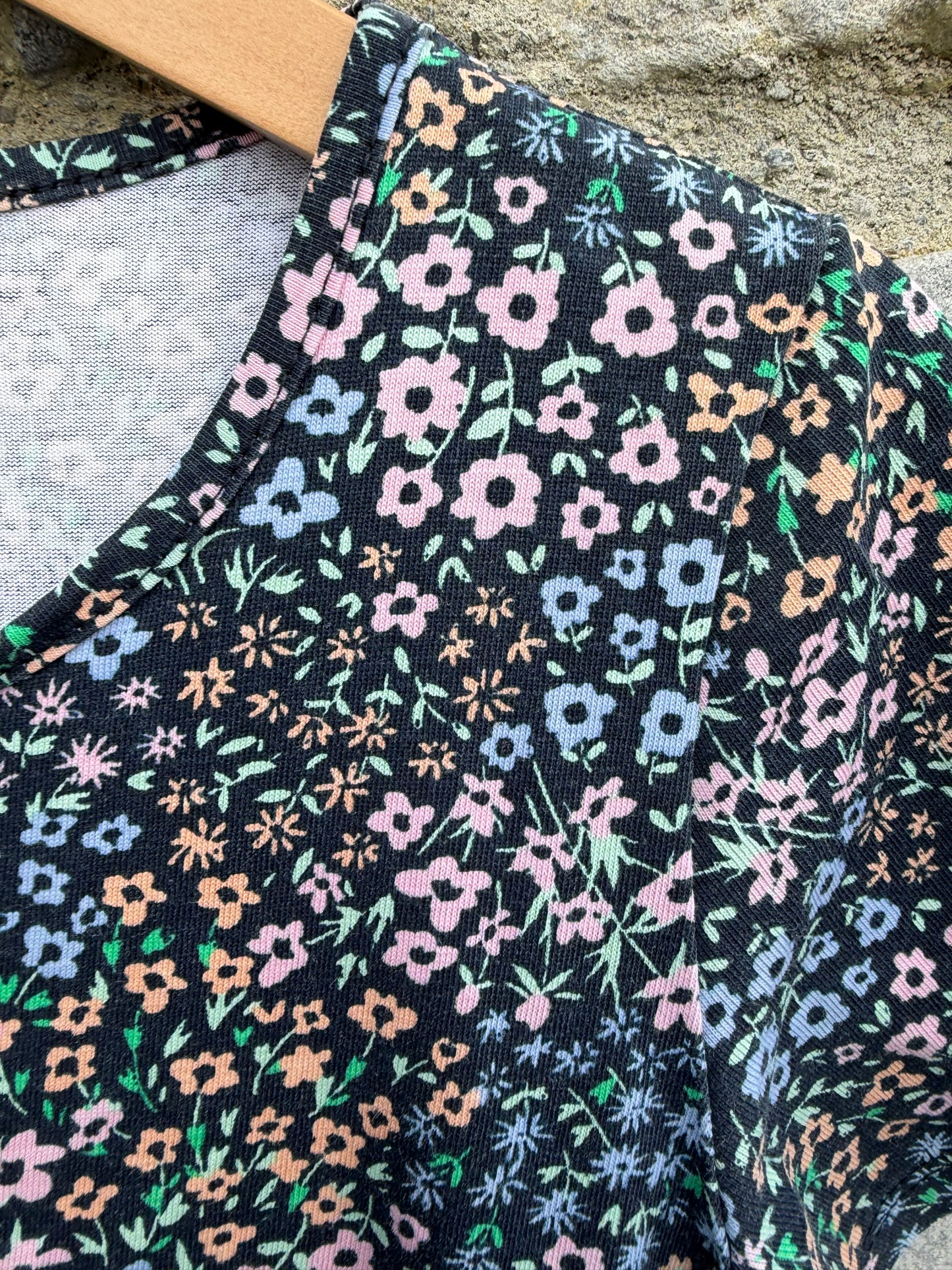 Pink&blue flowers dress  7-8y (122-128cm)