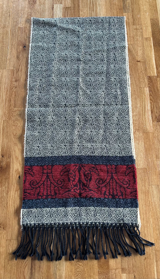 Beige&maroon Celtic scarf