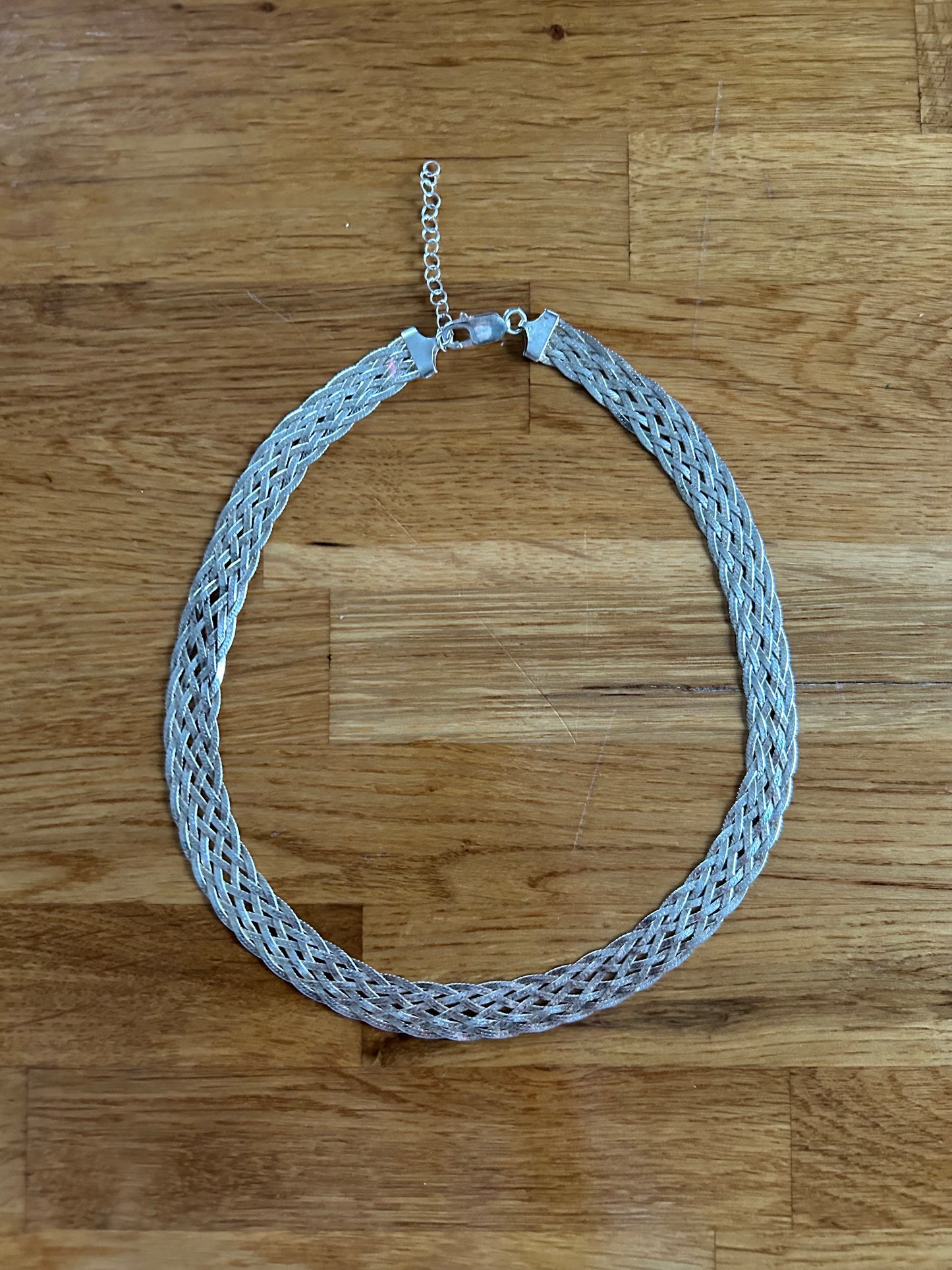 Braided silver necklace