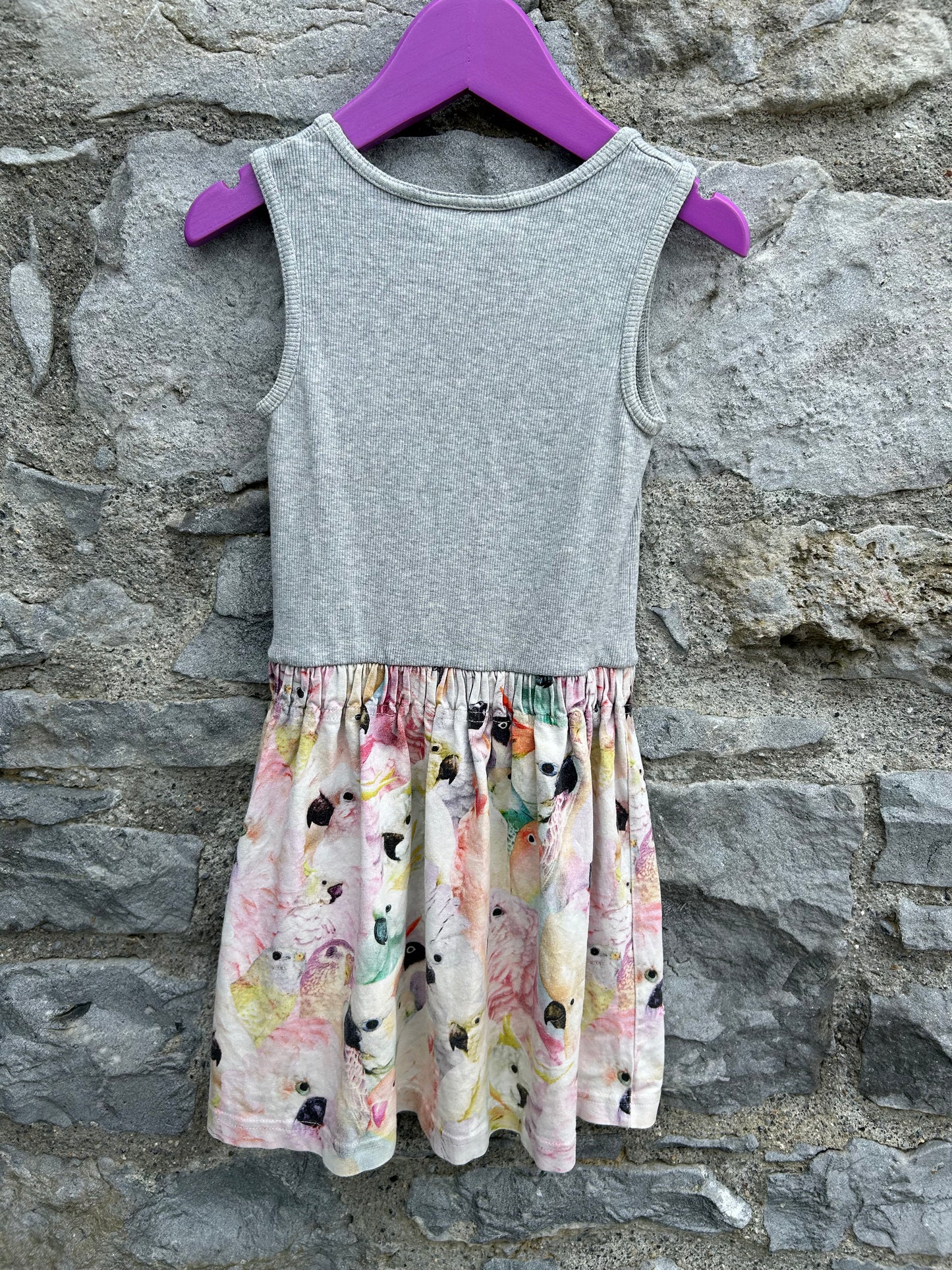 Pink parrots dress  3-4y (98-104cm)