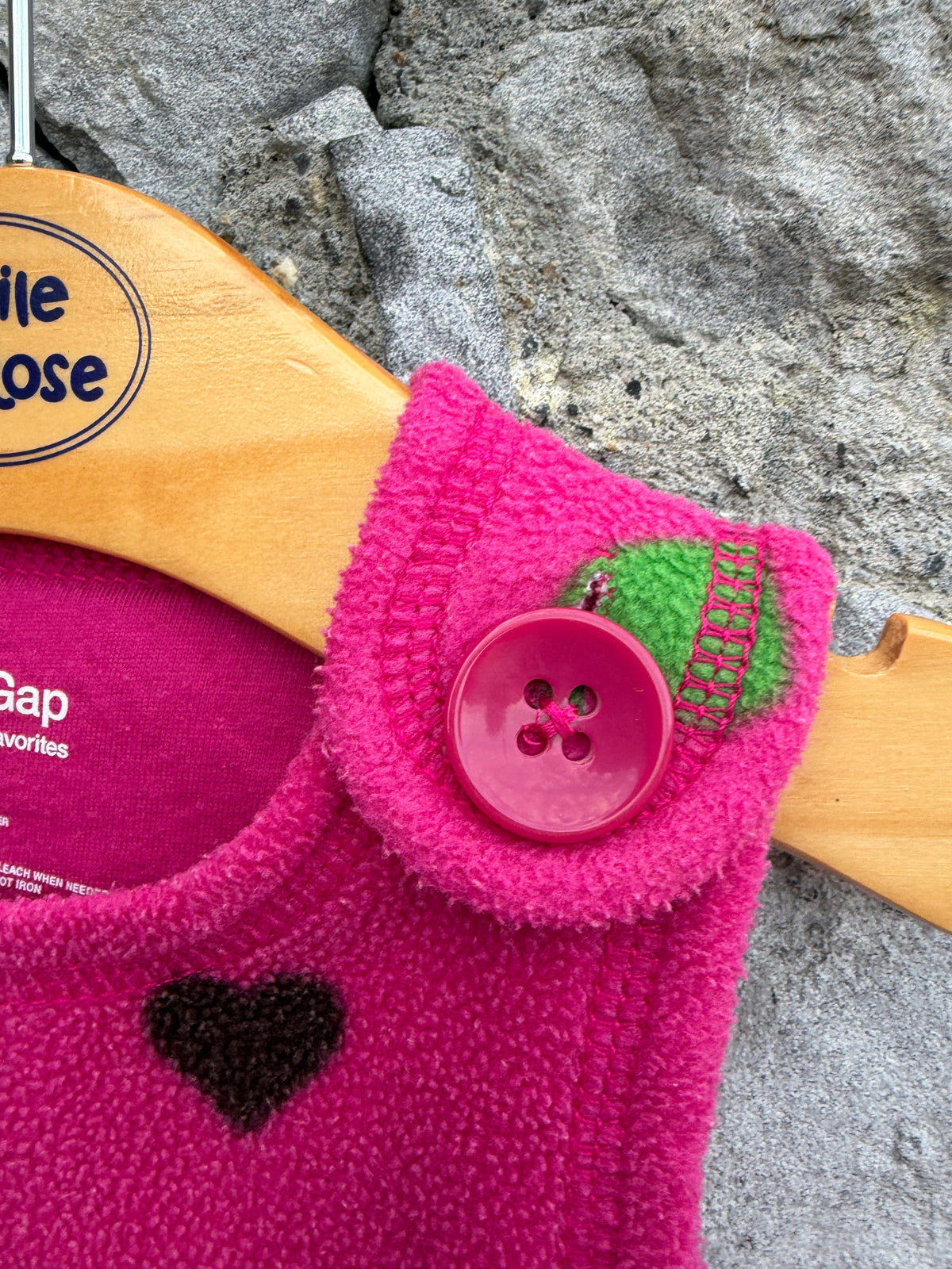 Hearts pink fleece pinafore 12-18m (80-86cm)