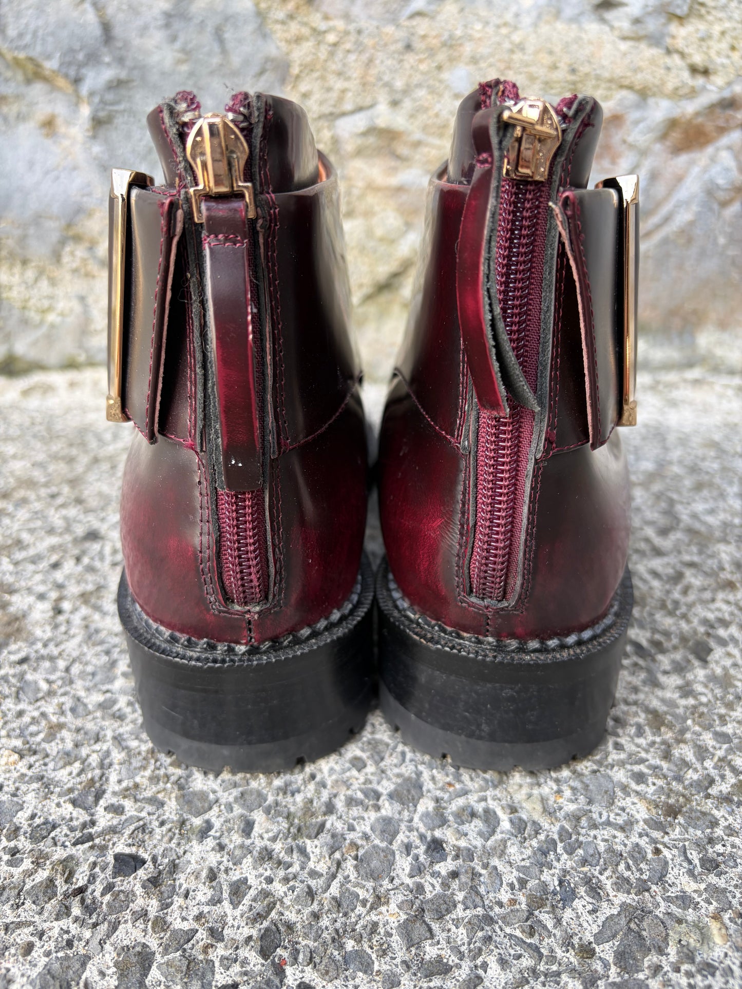 Burgundy Flammel cutout ankle boots  uk 6 (eu 39)