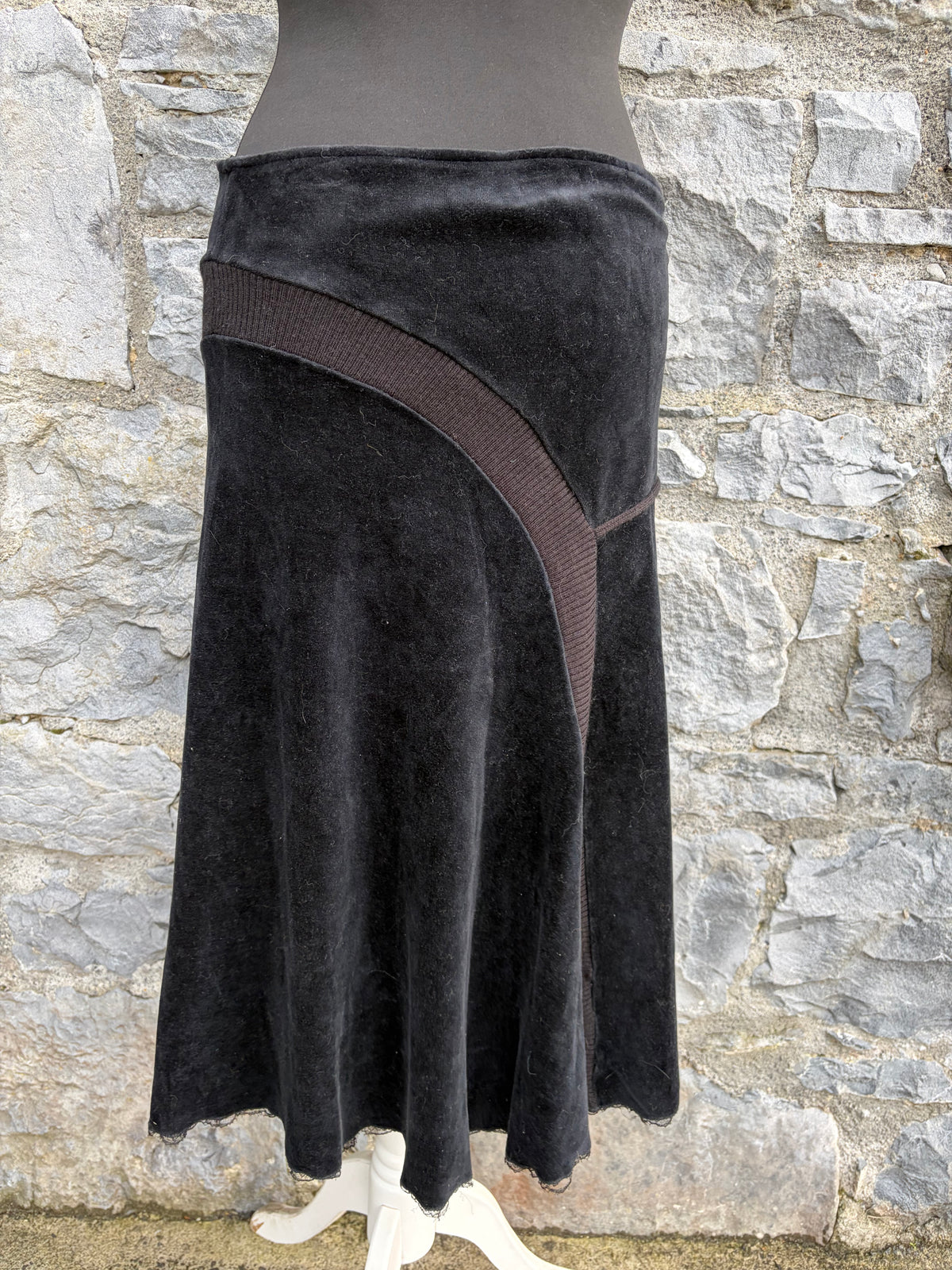 90s black velvet skirt uk 10