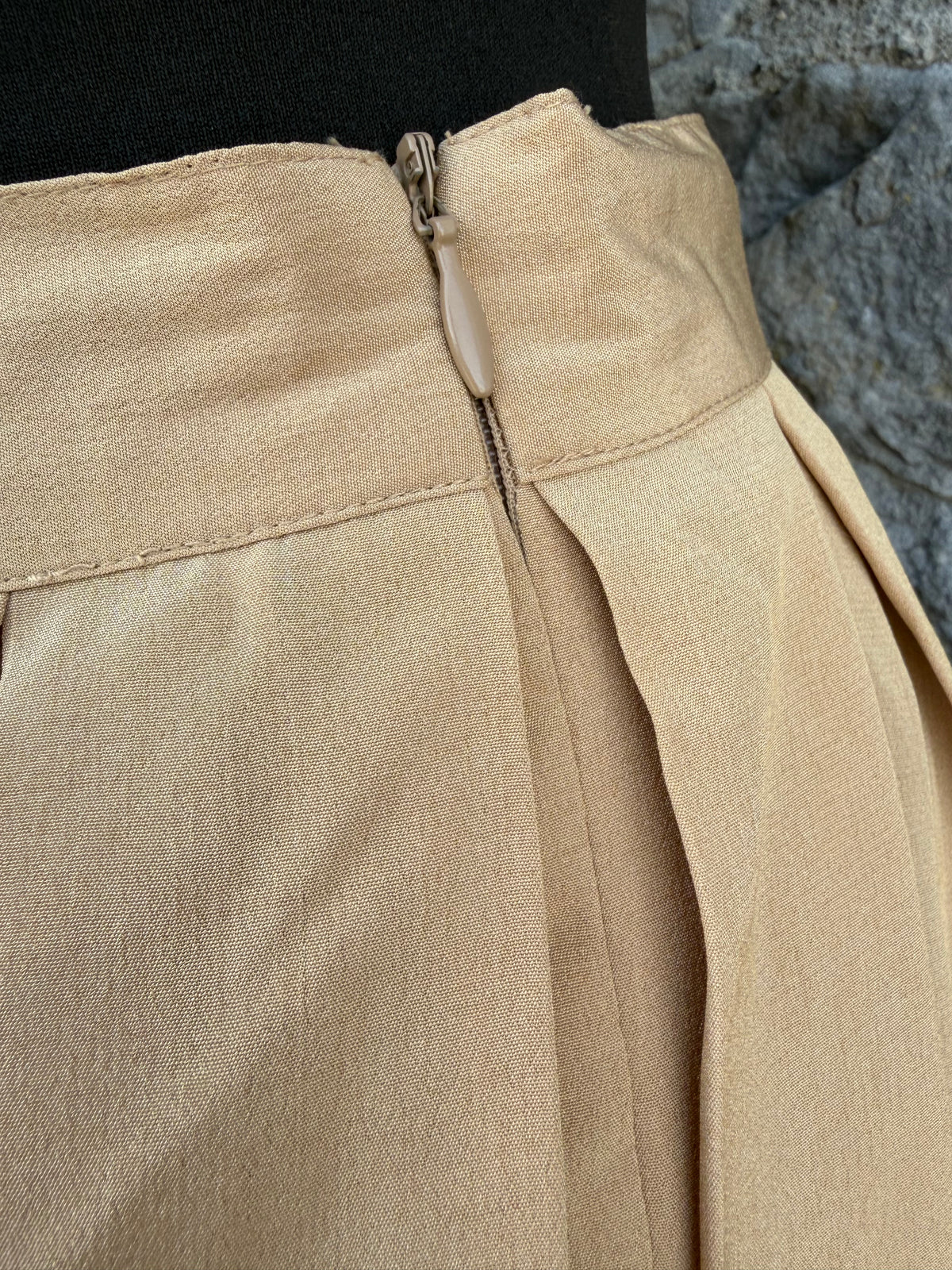 80s beige pleated skirt uk 8-10