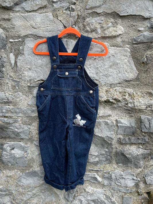 90s lined denim dungarees  2y (92cm)