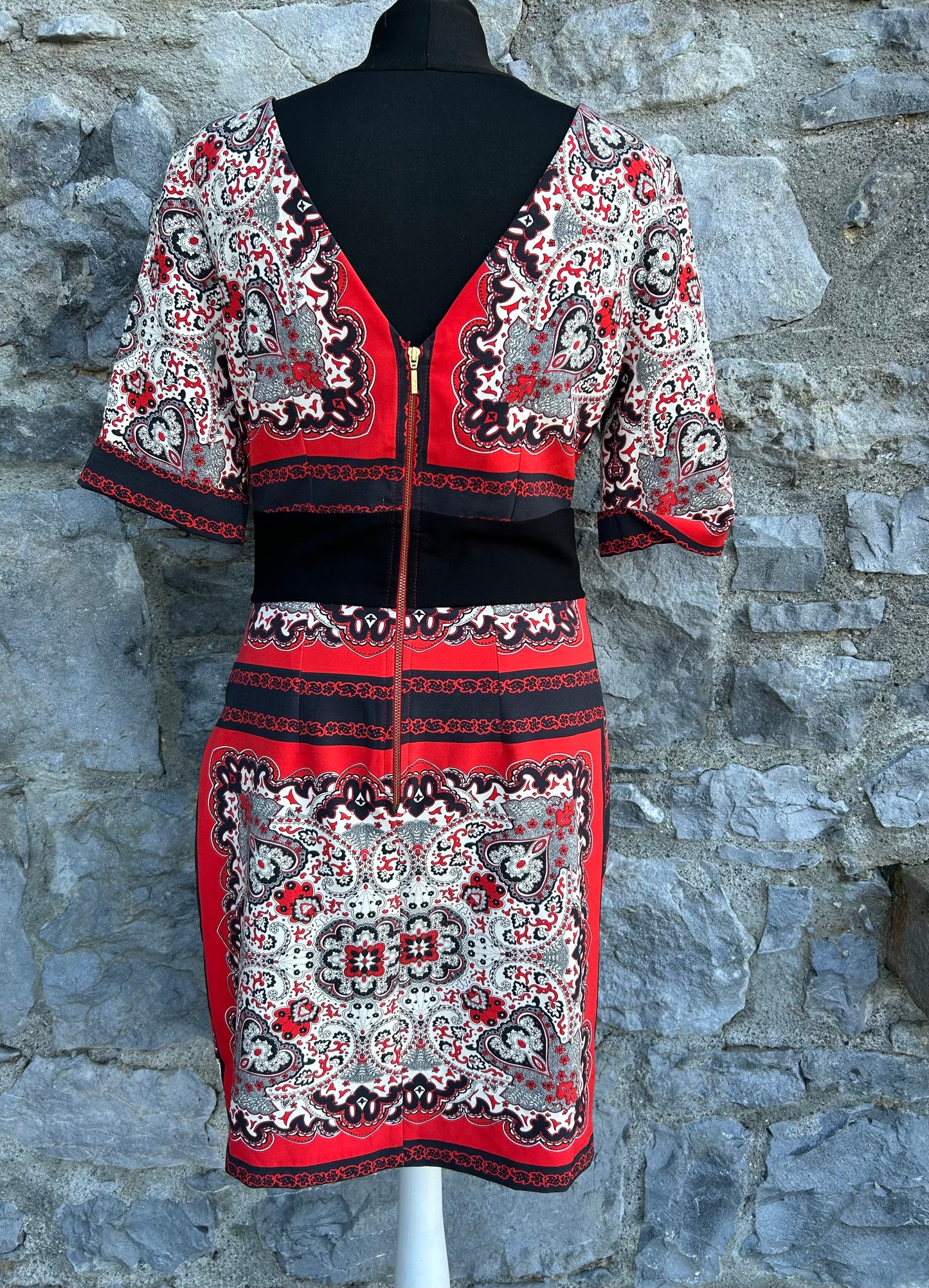 Red&black paisley dress uk 10