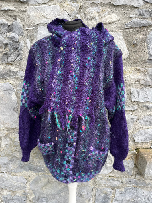 80s purple cardigan with a scarf uk 14-16