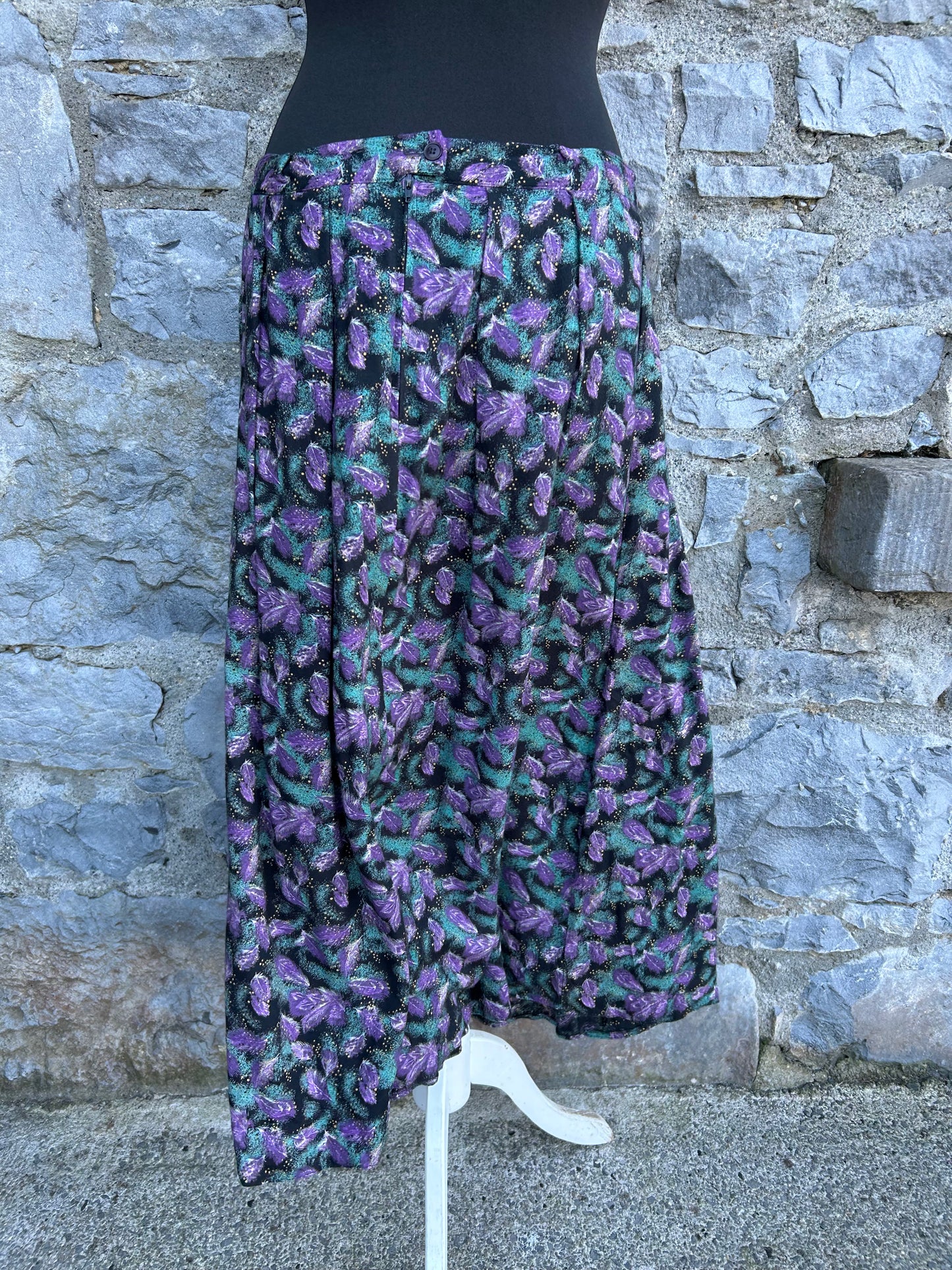 80s Purple&green leaves skirt uk 12