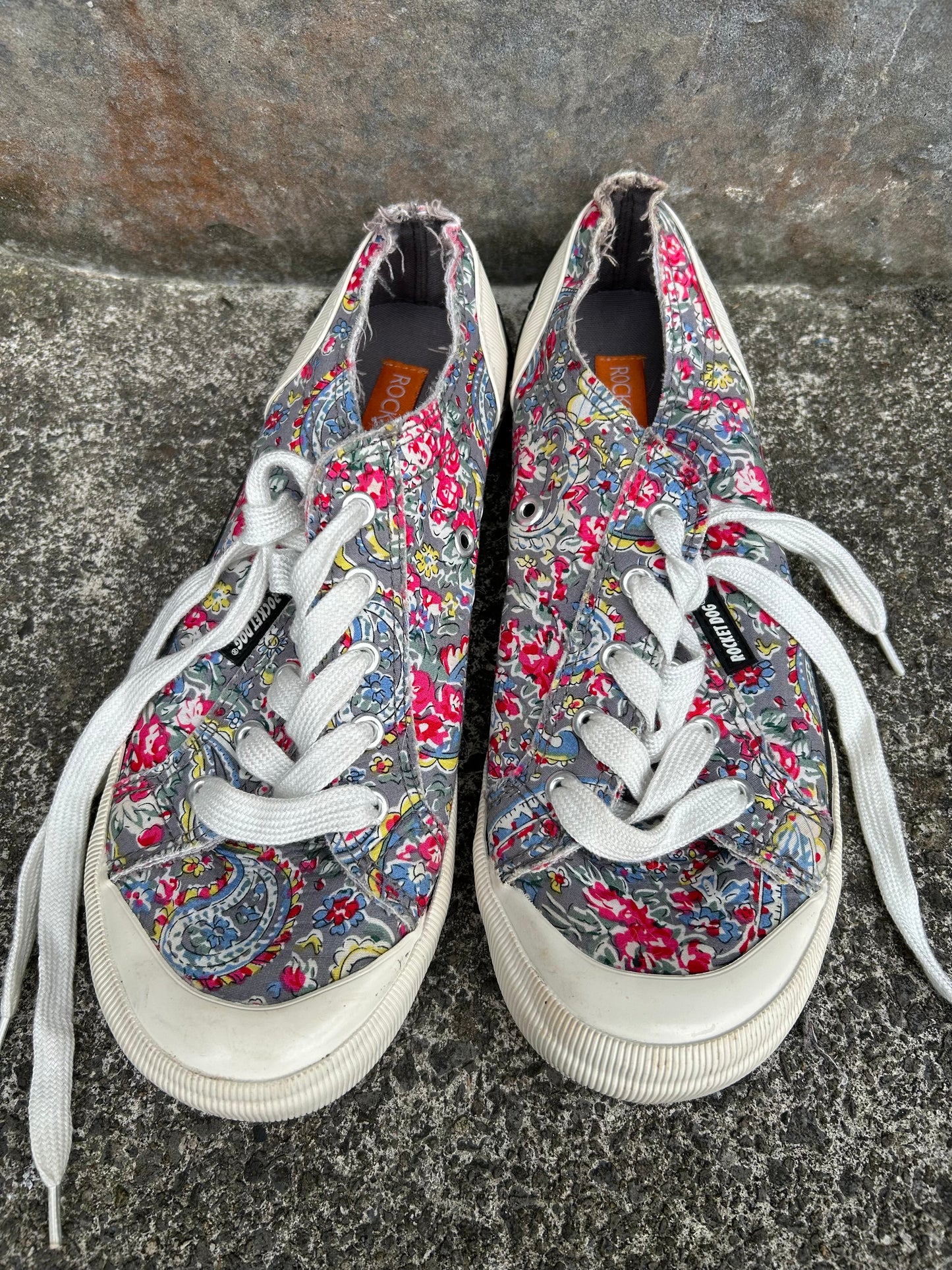 Grey floral canvas trainers  uk 7 (eu 40)