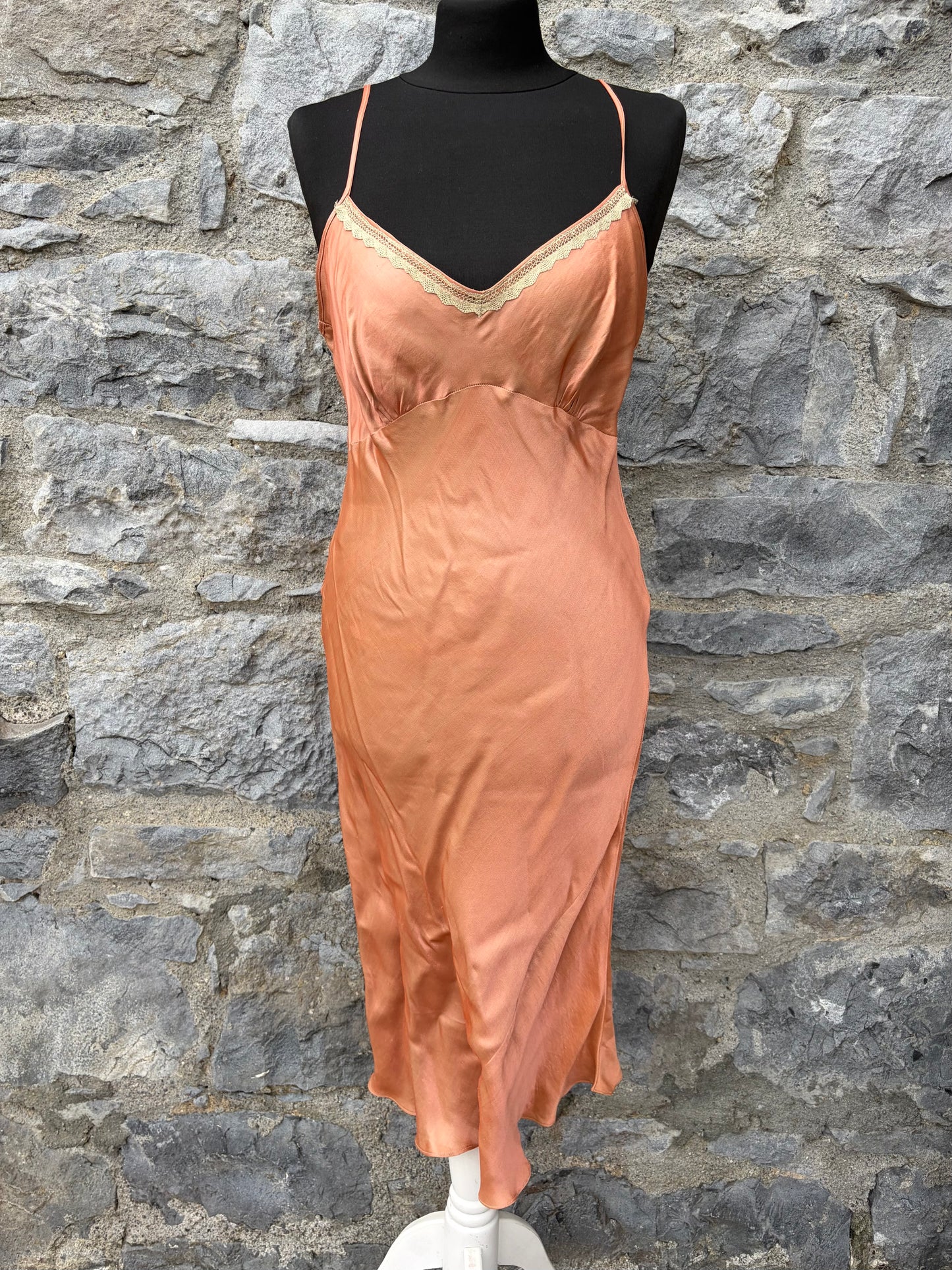 90s peach satin slip dress uk 10-12