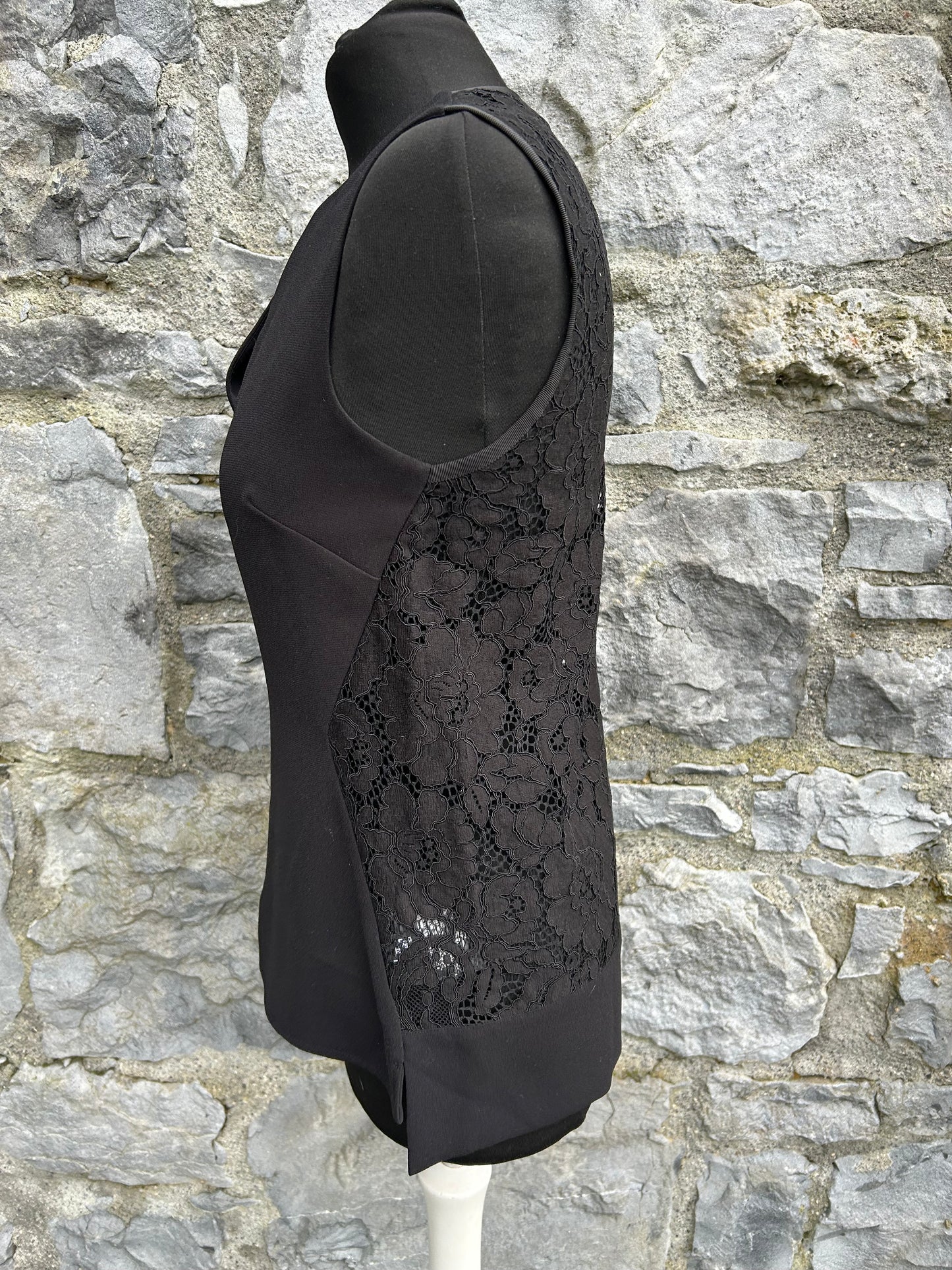 Black lace back top uk 6-8