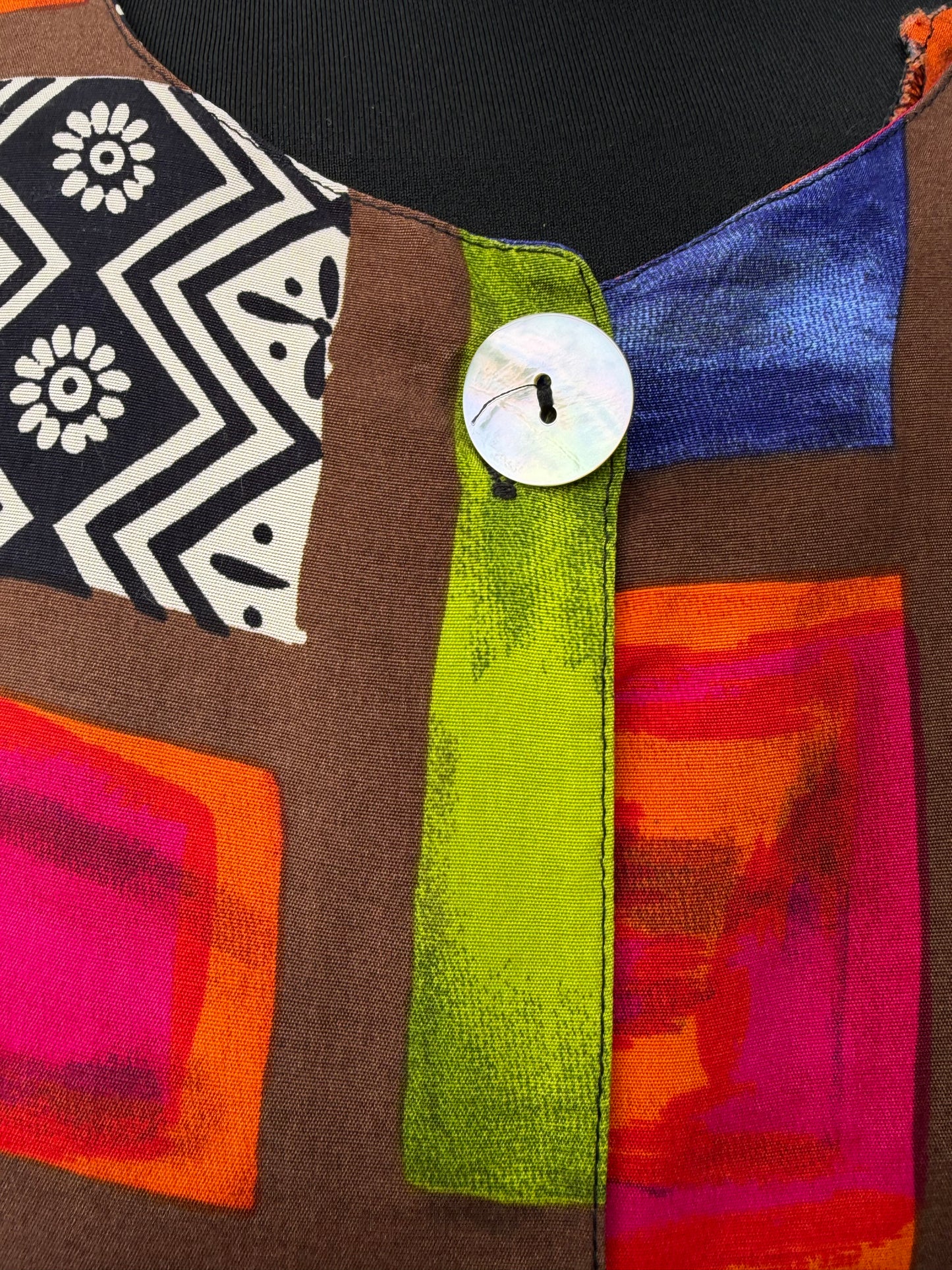 80s vibrant patchwork shirt uk 16-18