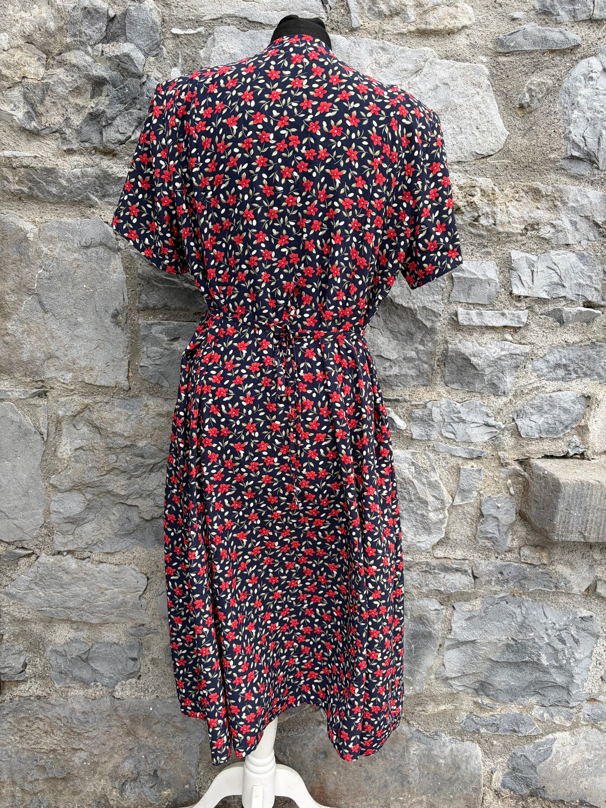90s red flowers black dress uk 16