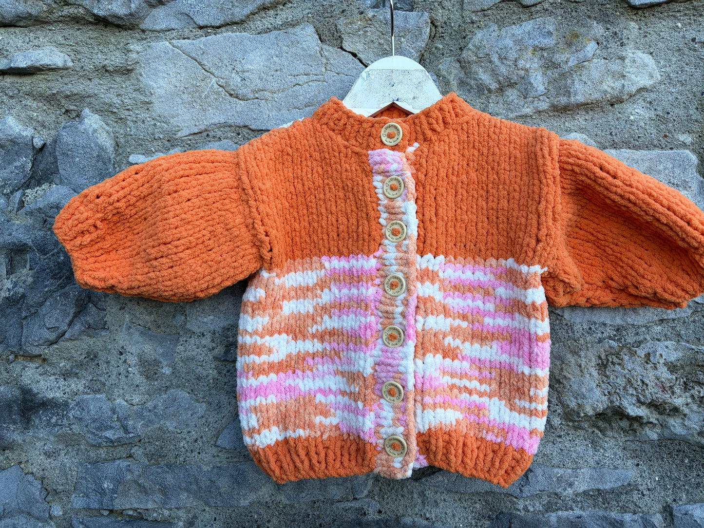 Orange melange fleece cardigan 9-12m (74-80cm)