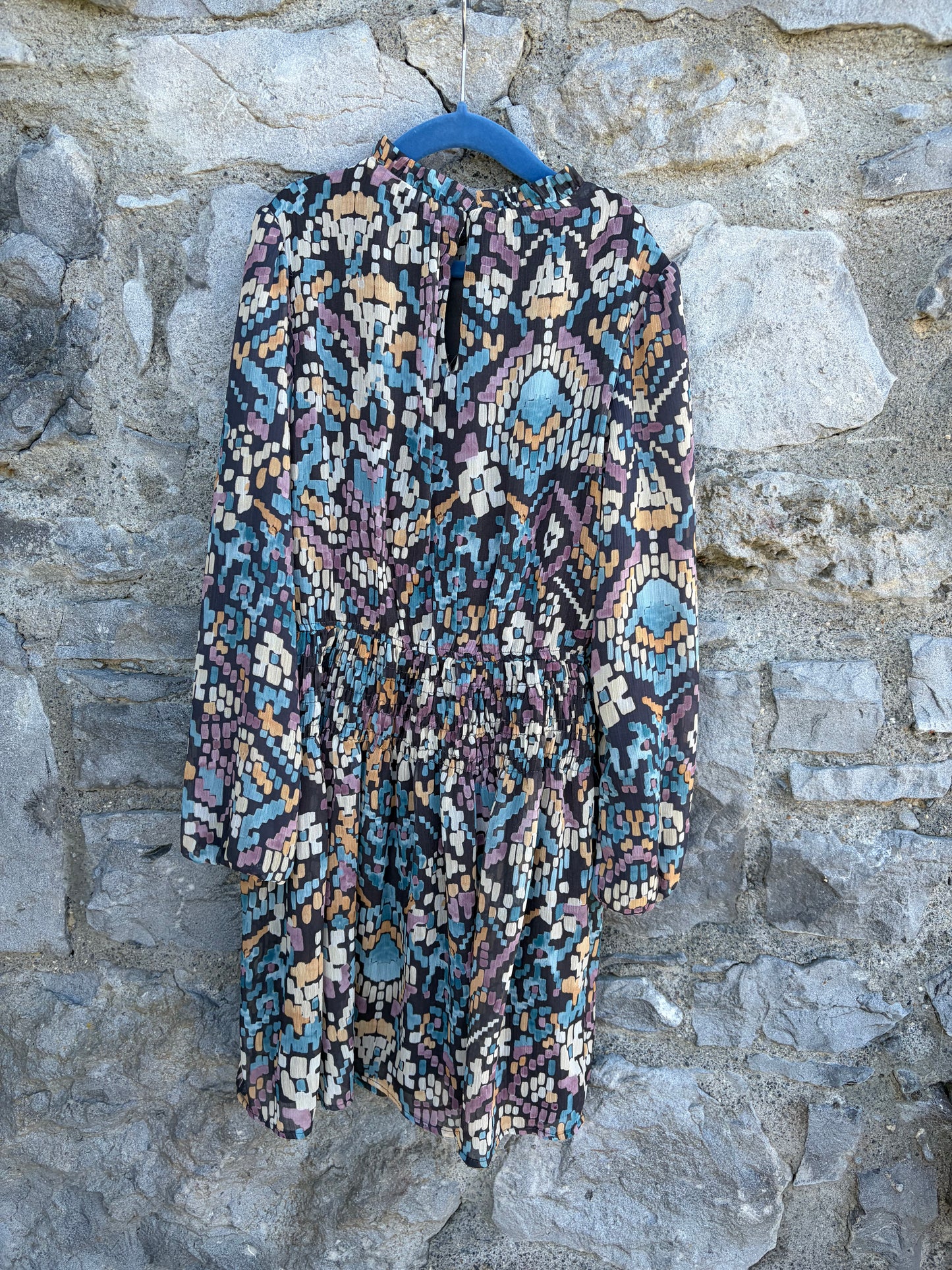 Aztec-print chiffon dress  10y (140cm)