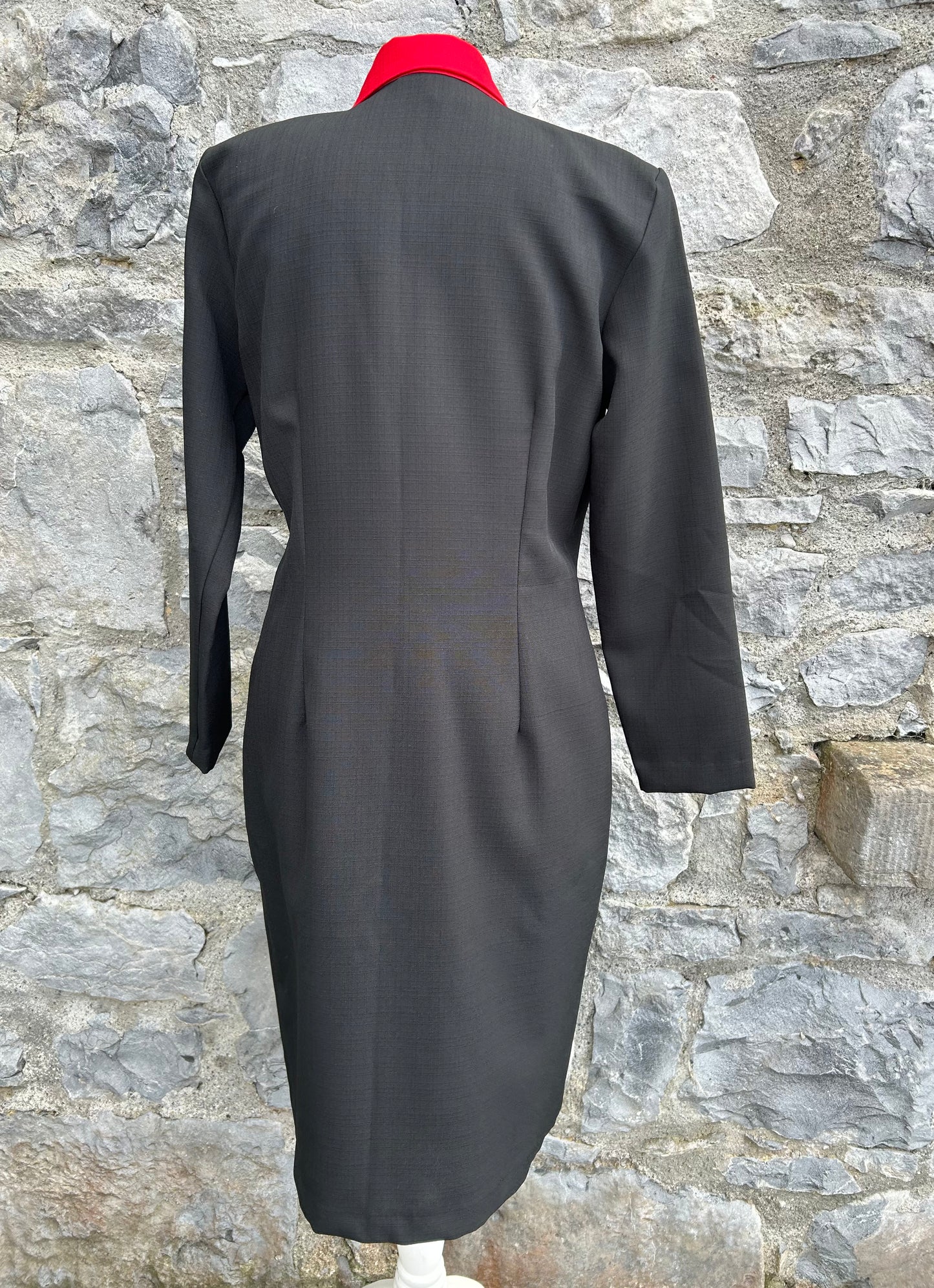 80s black button up dress uk 12