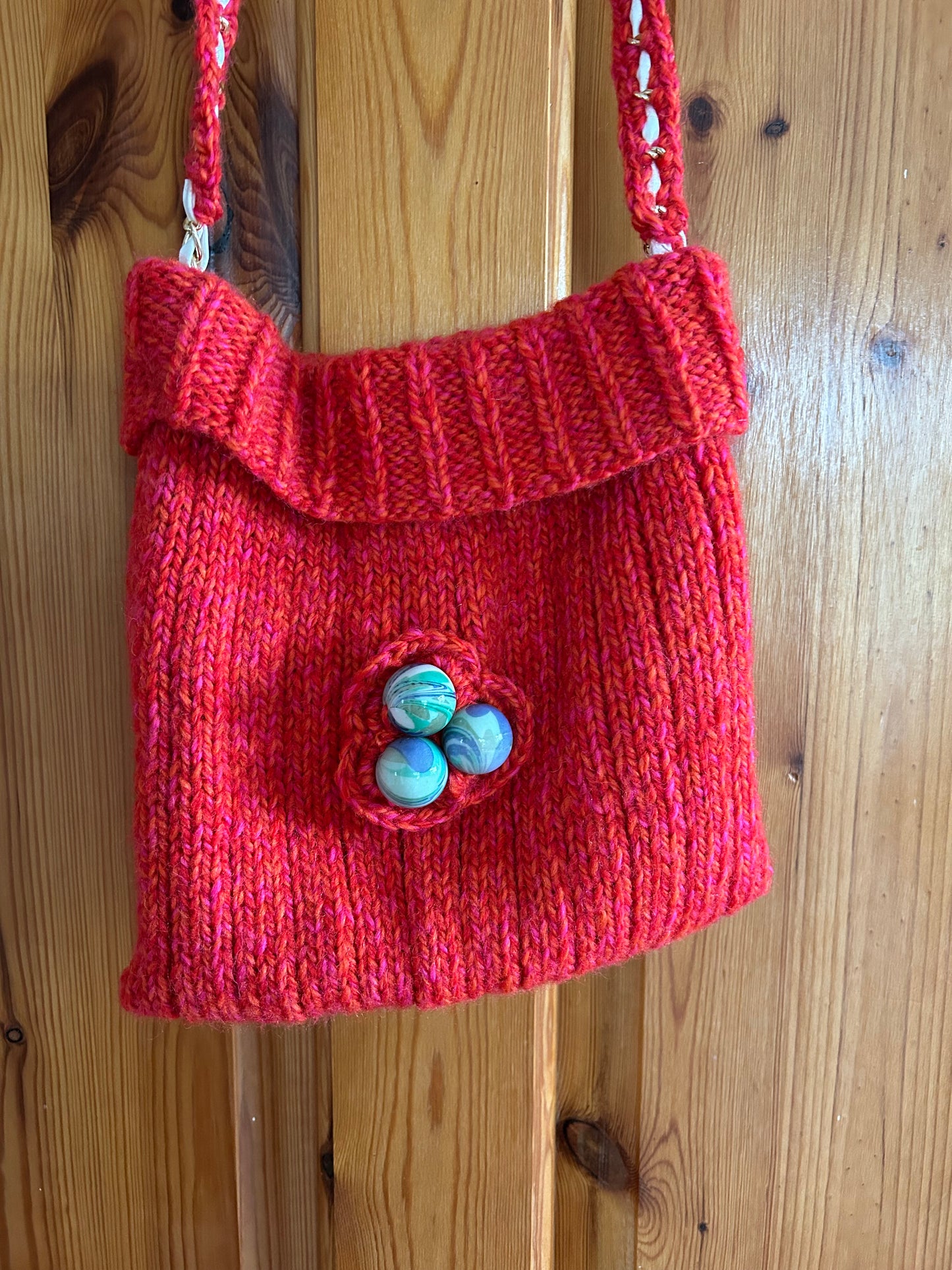 Handmade red&bead bag