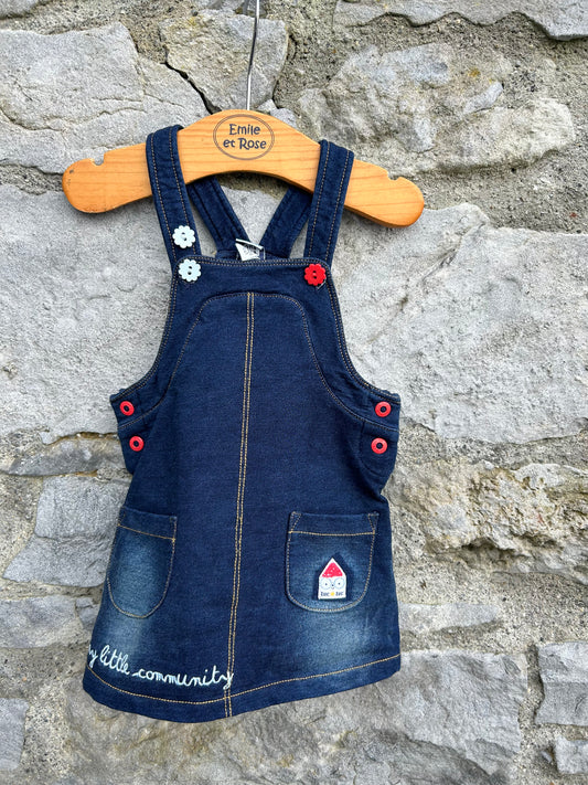 Navy denim pinafore 6-9m (68-74cm)