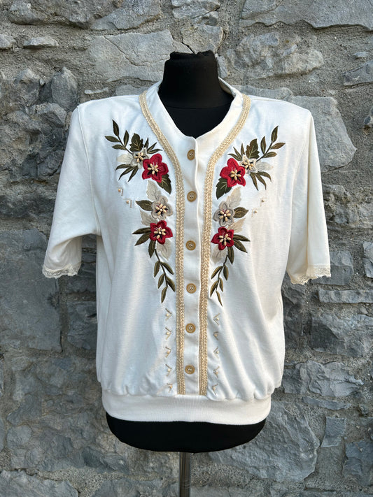 90s white embroidered top uk 12-14