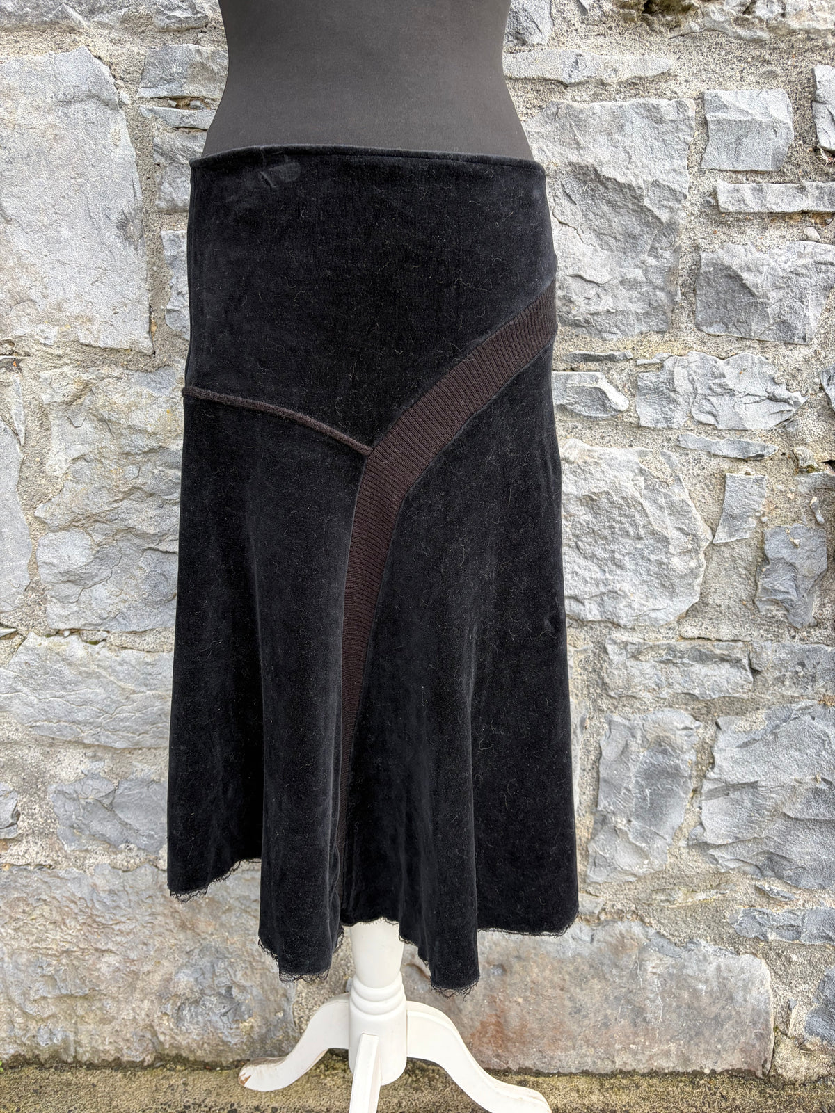90s black velvet skirt uk 10