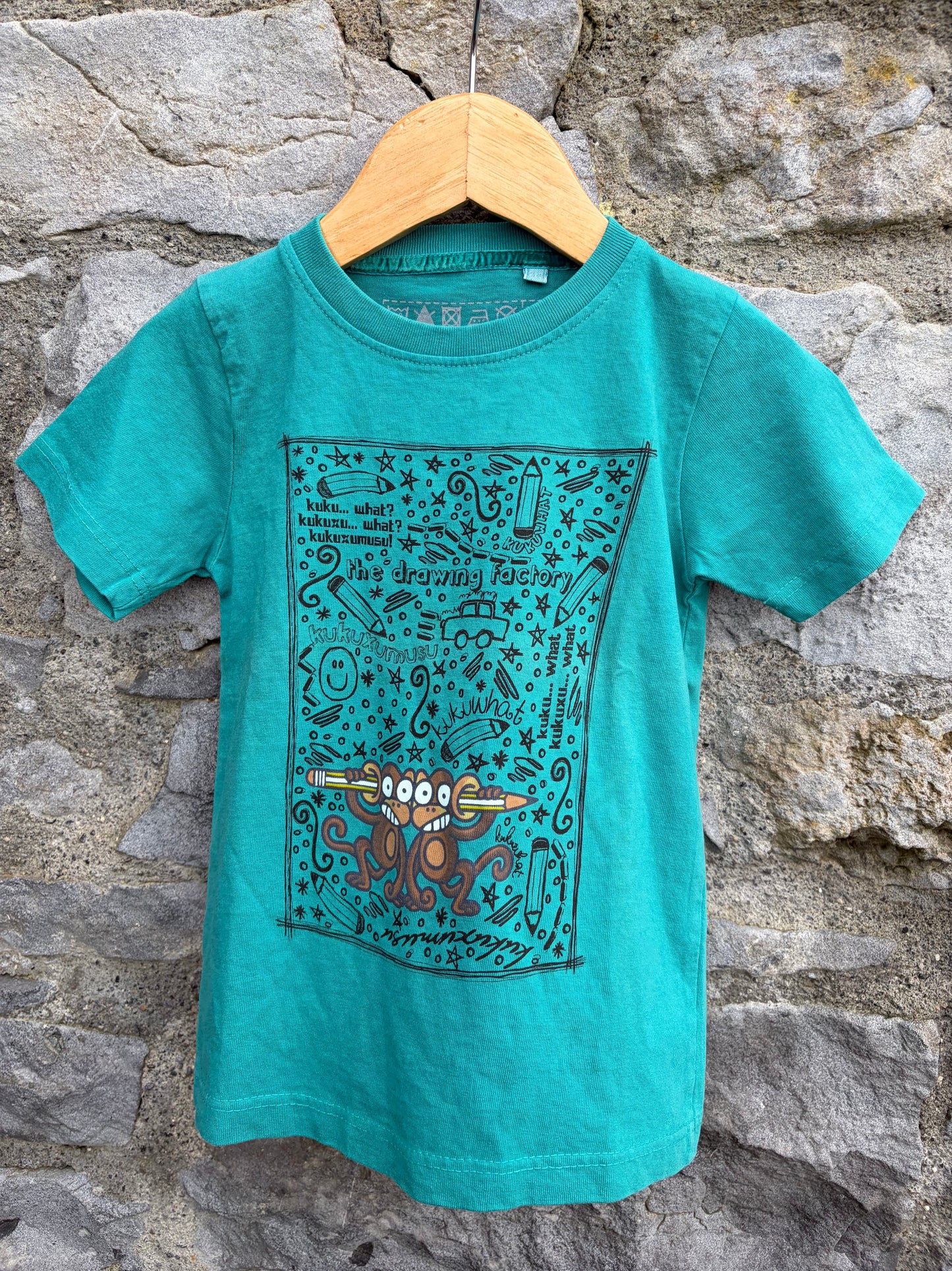 Drawing factory green T-shirt  2-3y (92-98cm)