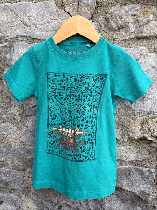 Drawing factory green T-shirt  2-3y (92-98cm)