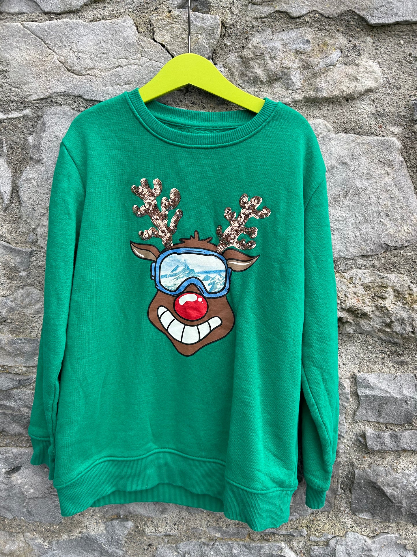 Reindeer green sweatshirt  9-10y (134-140cm)