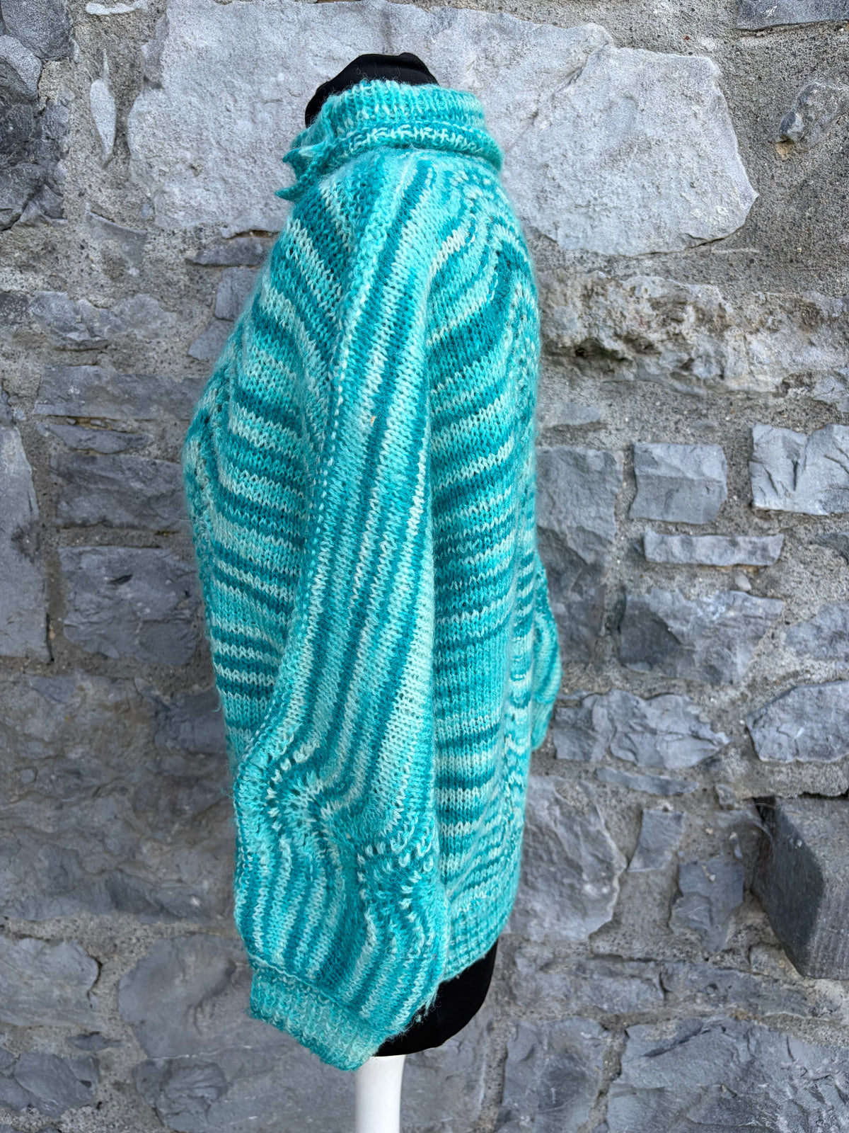 90s aquamarine stripy high neck jumper uk10