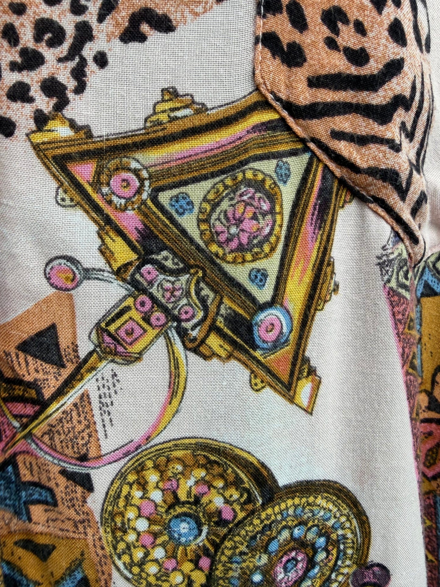 80s geometric jewelry blouse uk 12-14
