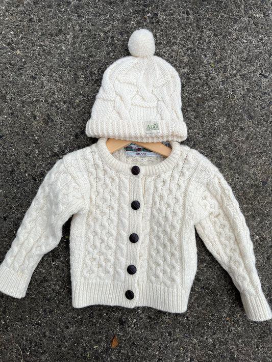 Aran knit cardigan&hat  12-18m (80-86cm)