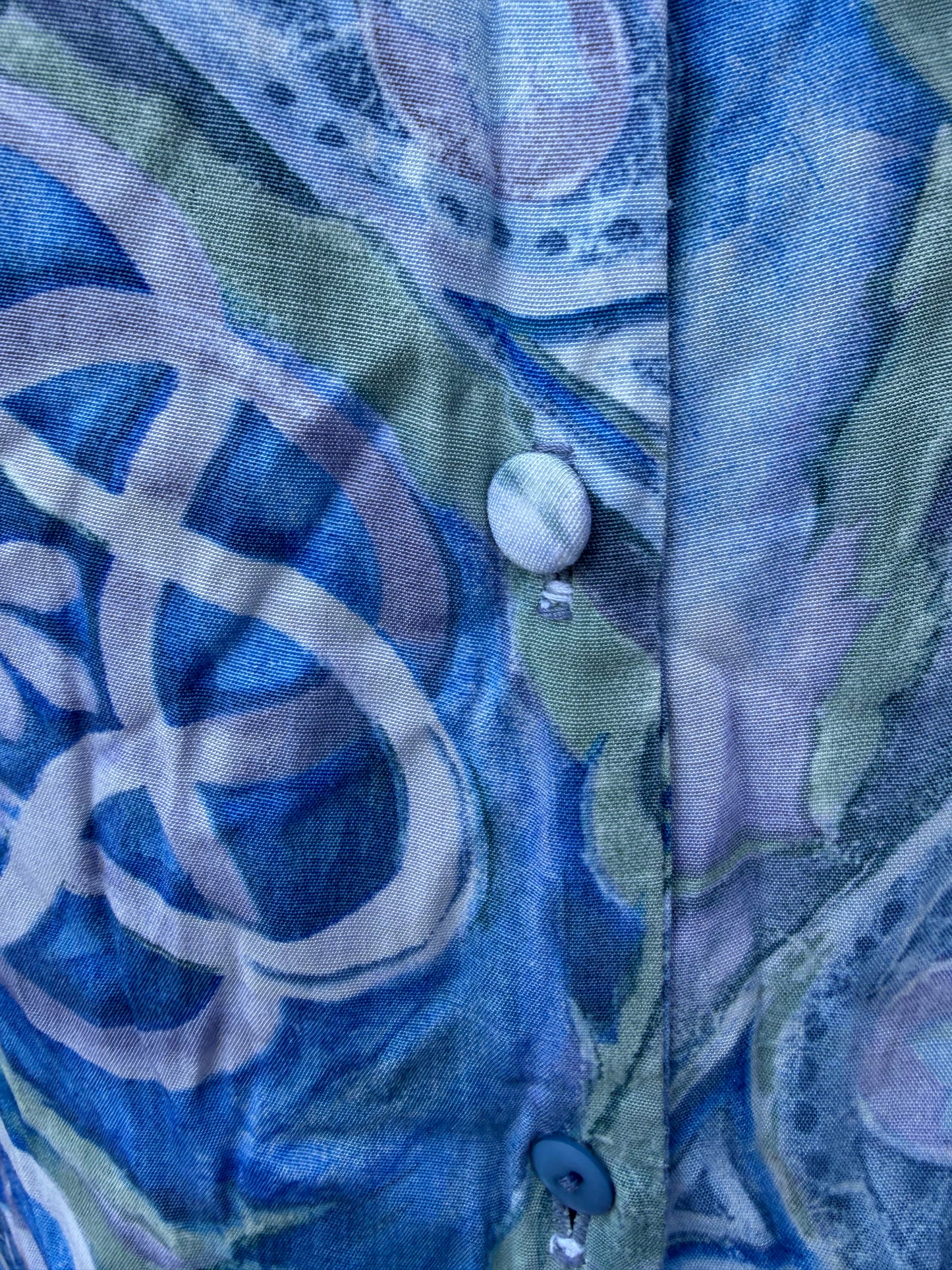 80s blue abstract blouse uk 10-12