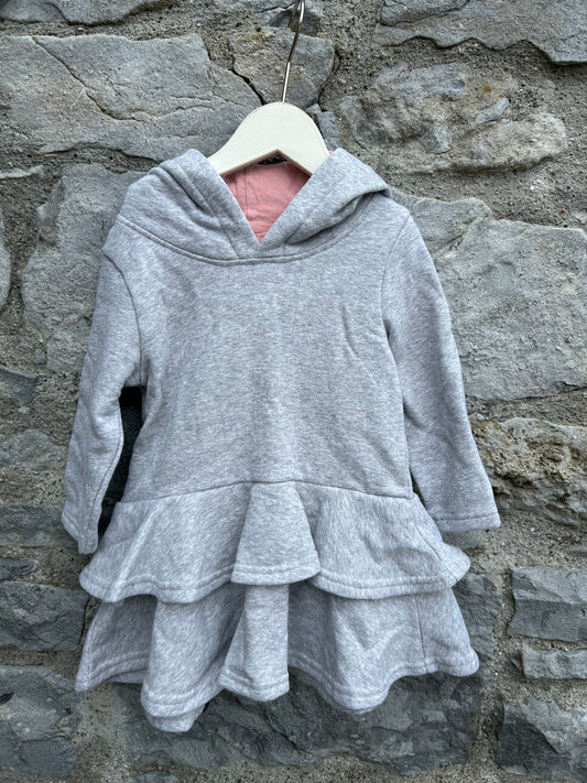 Grey hooded sweat dress 12-18m (80-86cm)