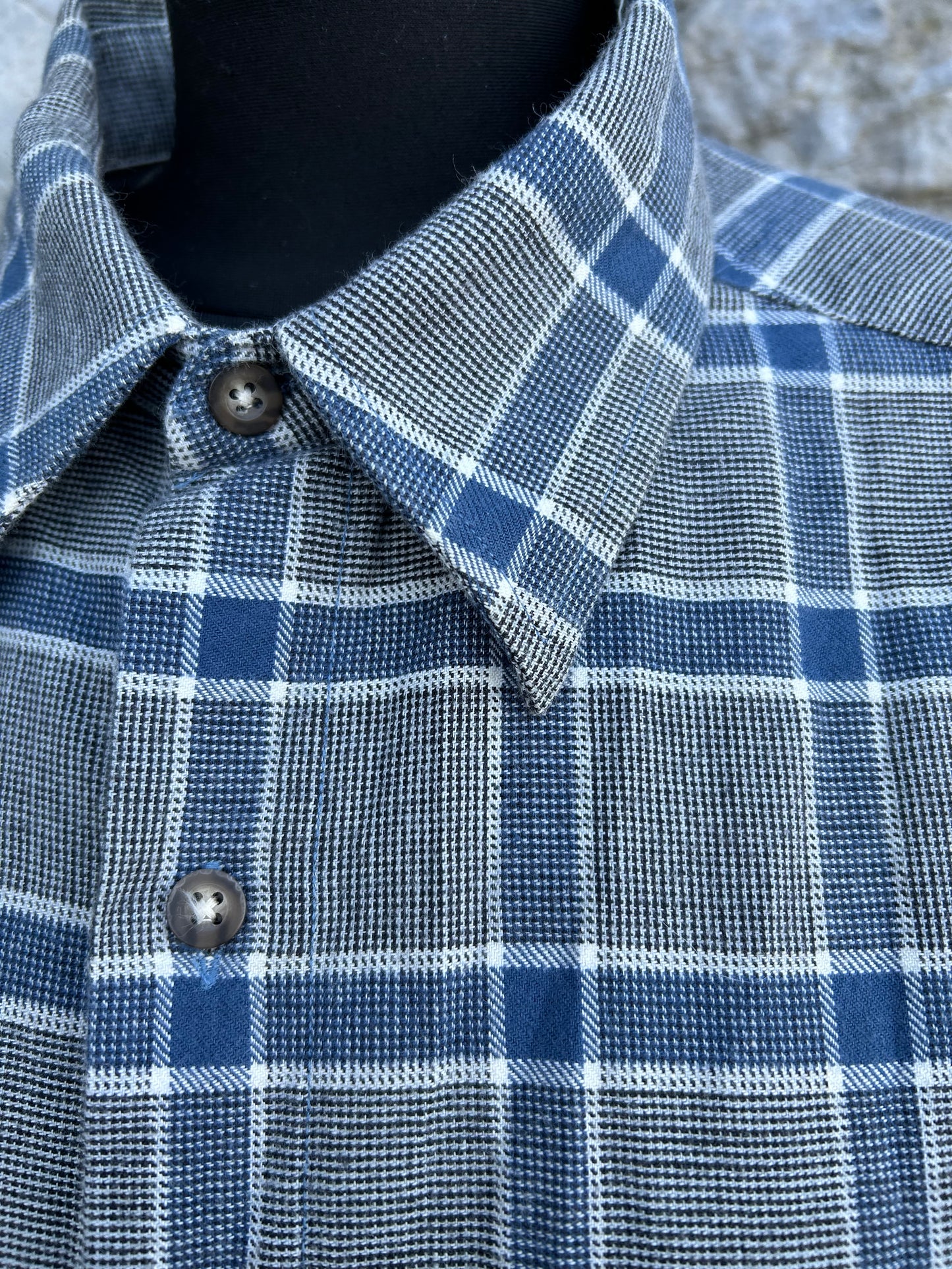 90s Grey&blue check shirt Large