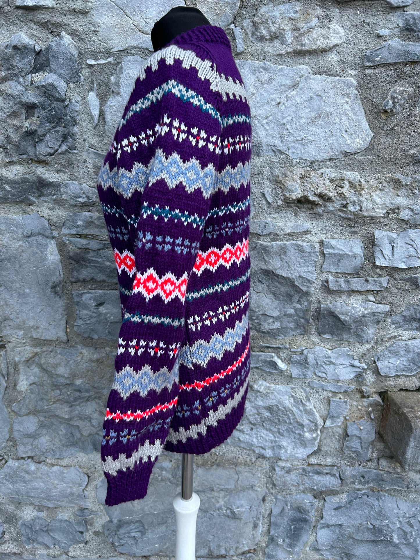 90s Purple stripy woolly jumper 6-8