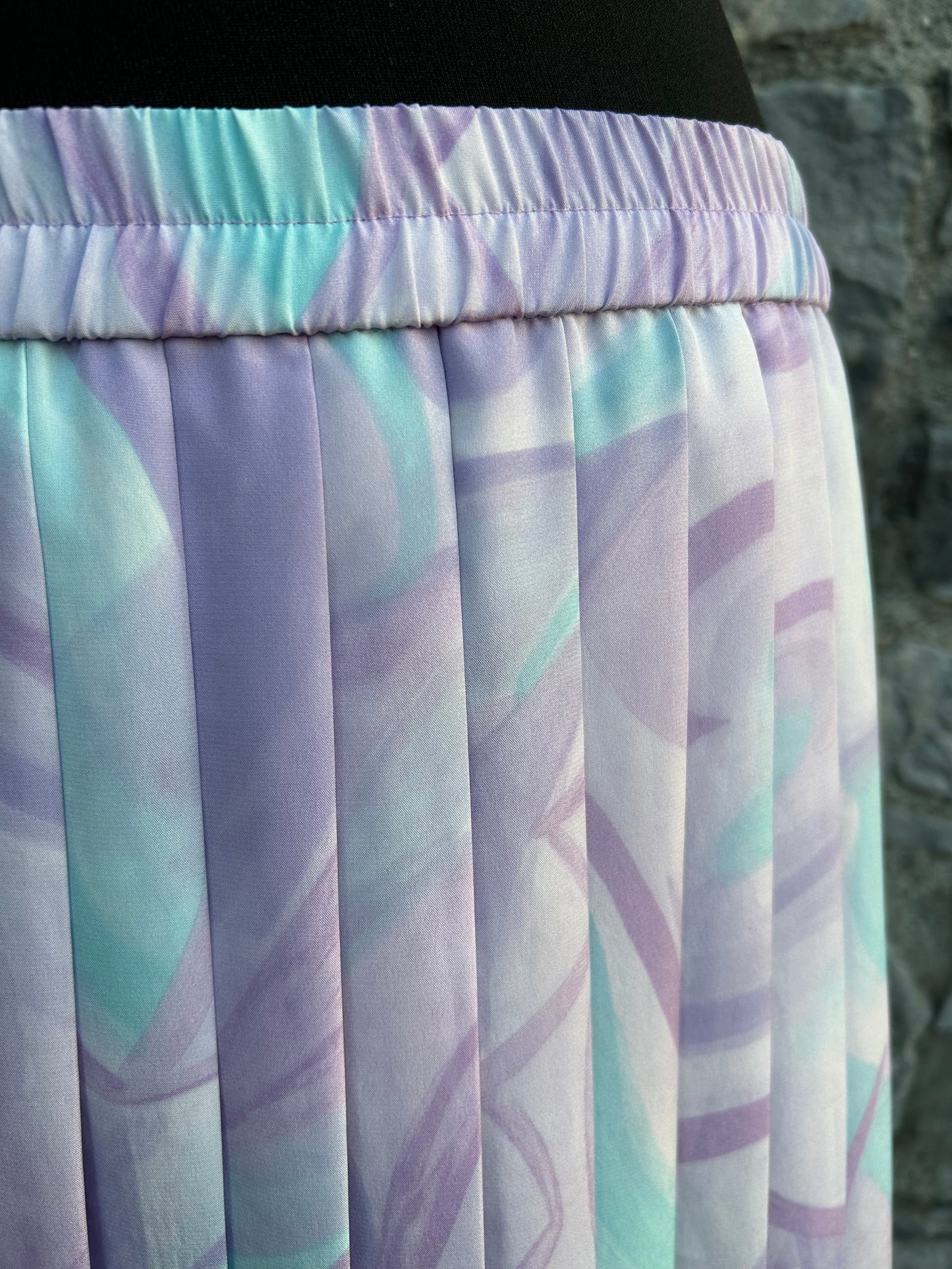 80s pink&aquamarine pleated skirt uk 12-14