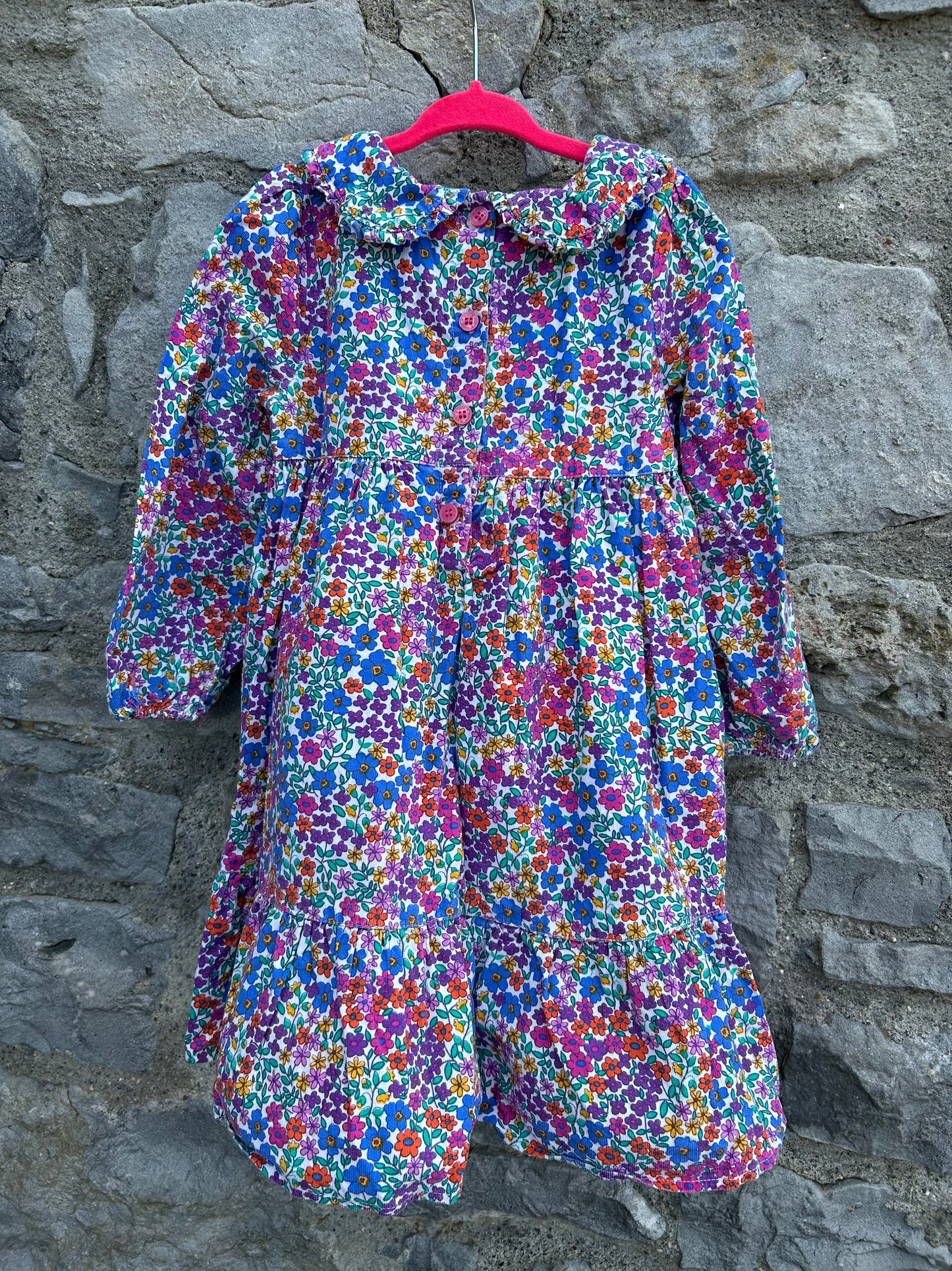 Colourful flowers Peter collar dress  3-4y (98-104cm)
