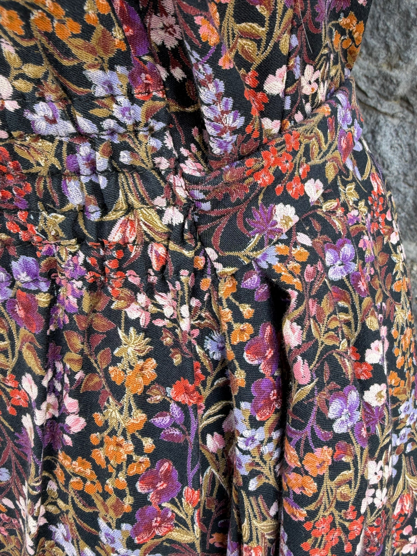 80s floral brown dress uk 8-10