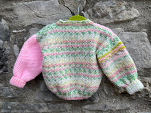 Load image into Gallery viewer, Vintage style pink&amp;green cardigan  12m (80cm)
